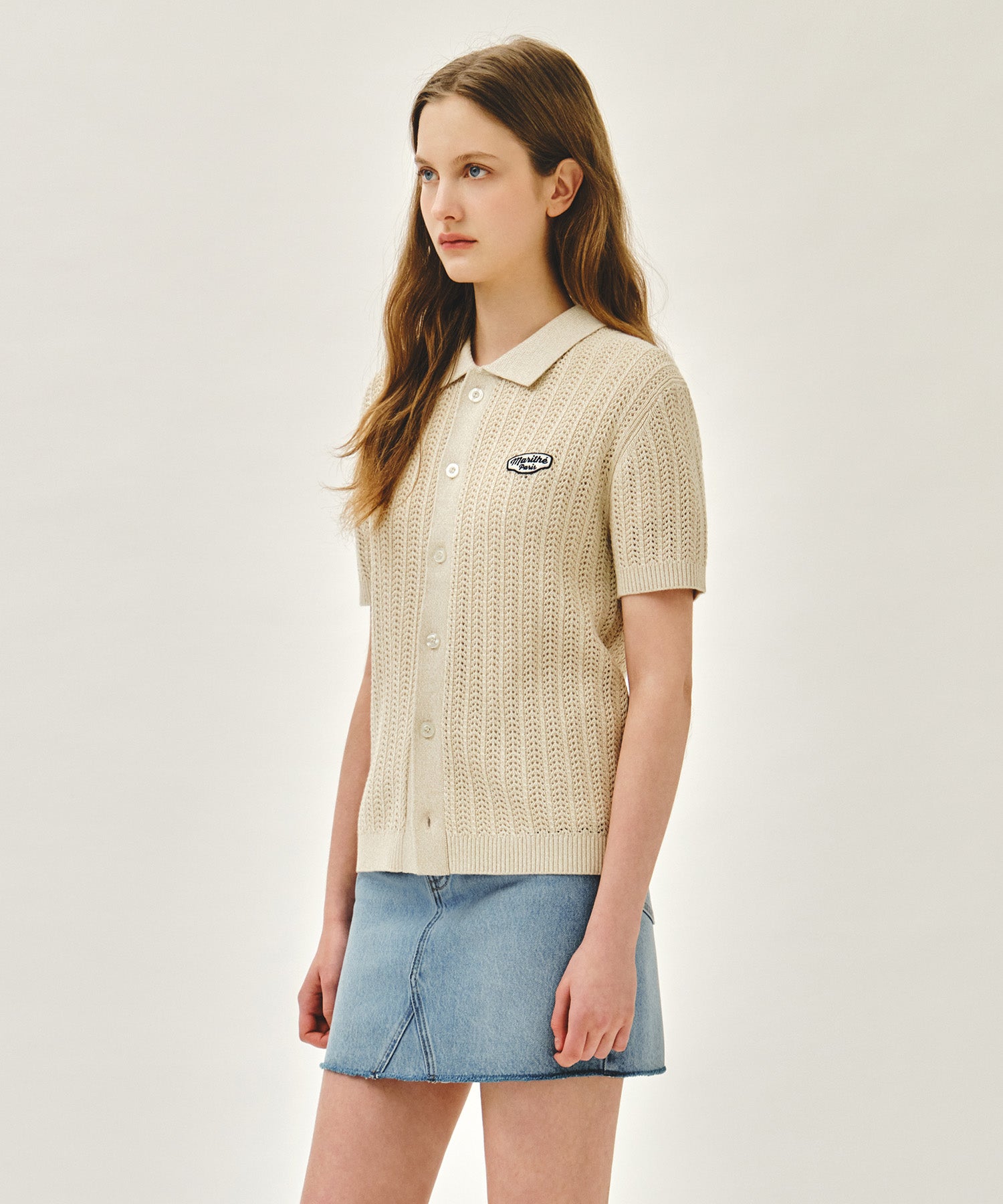 WAPPEN CROCHET HALF KNIT CARDIGAN