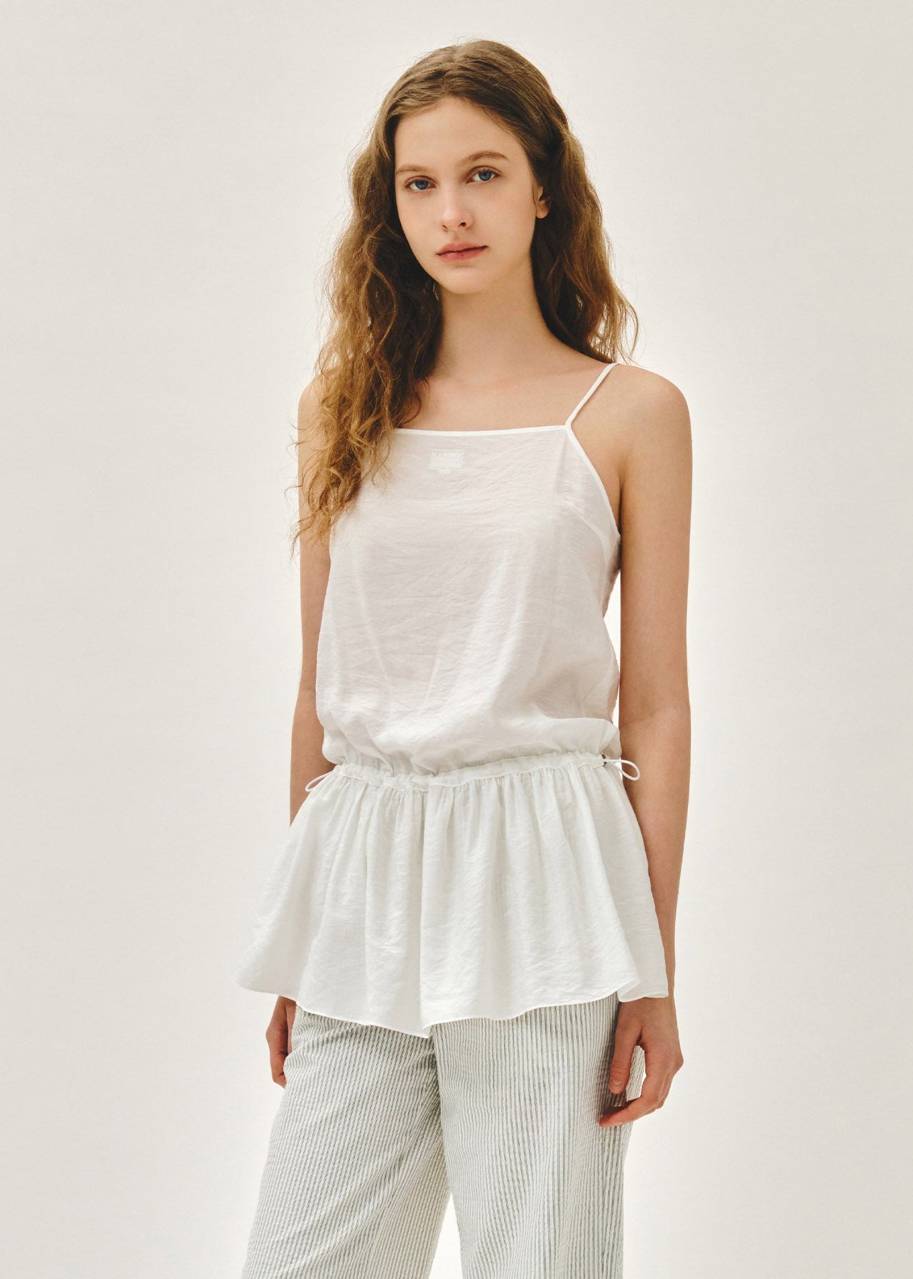 W SHIRRING SLEEVELESS DRESS