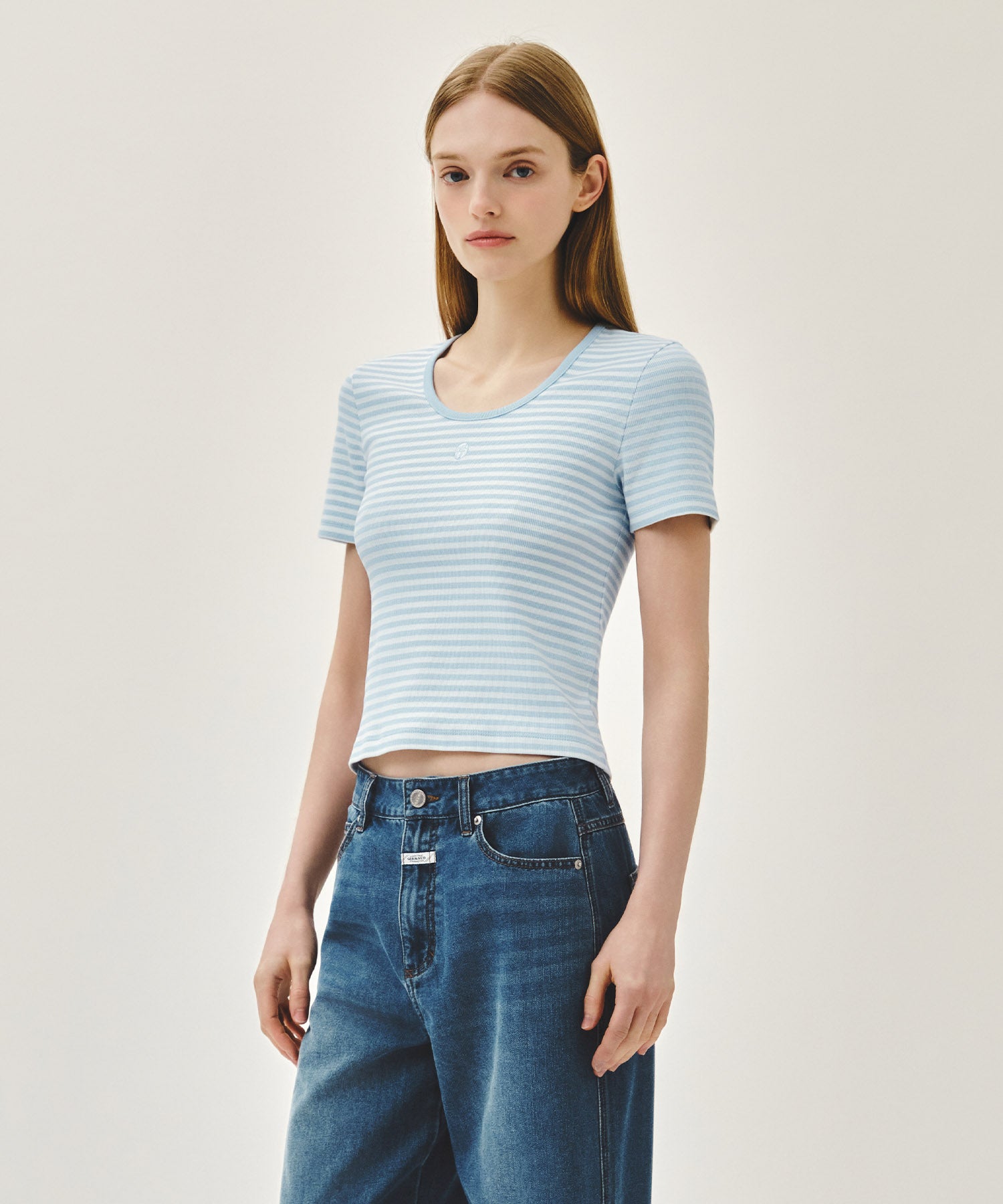 W DEEP NECK RINGER TEE