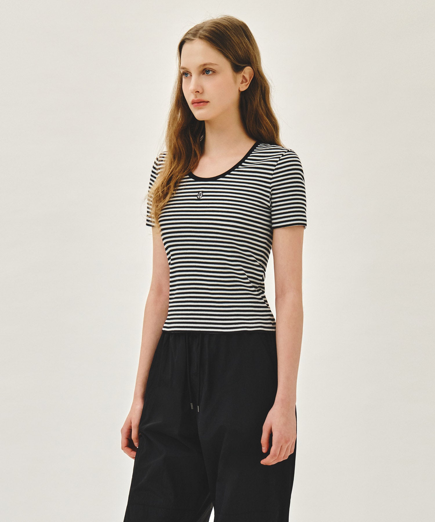 W DEEP NECK RINGER TEE