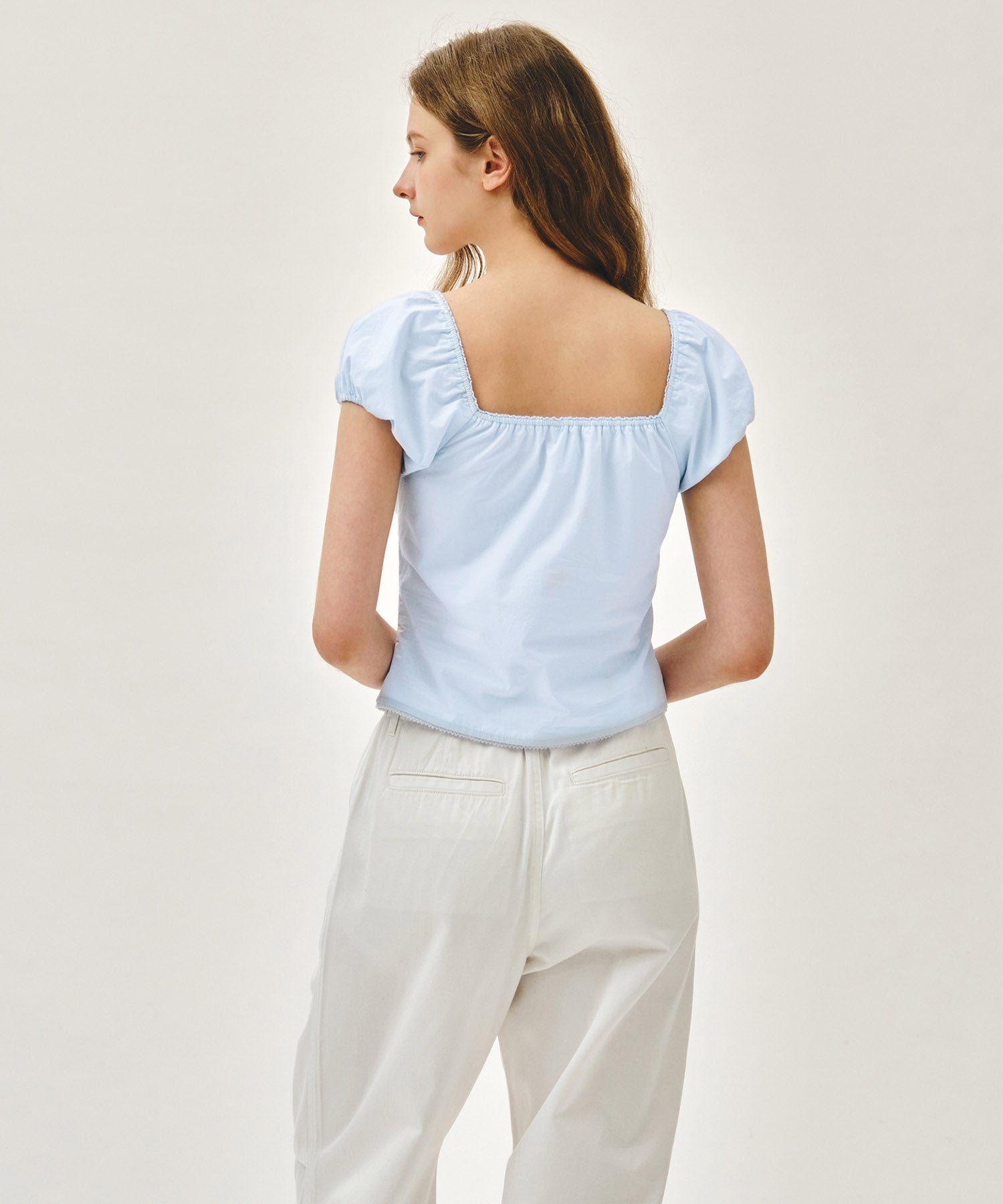 トップス W CAP SLEEVE RIBBON BLOUSE W CAP SLEEVE RIBBON BLOUSE
