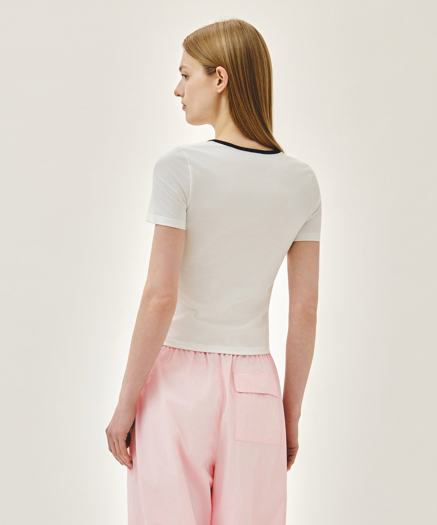 W DEEP NECK RINGER TEE