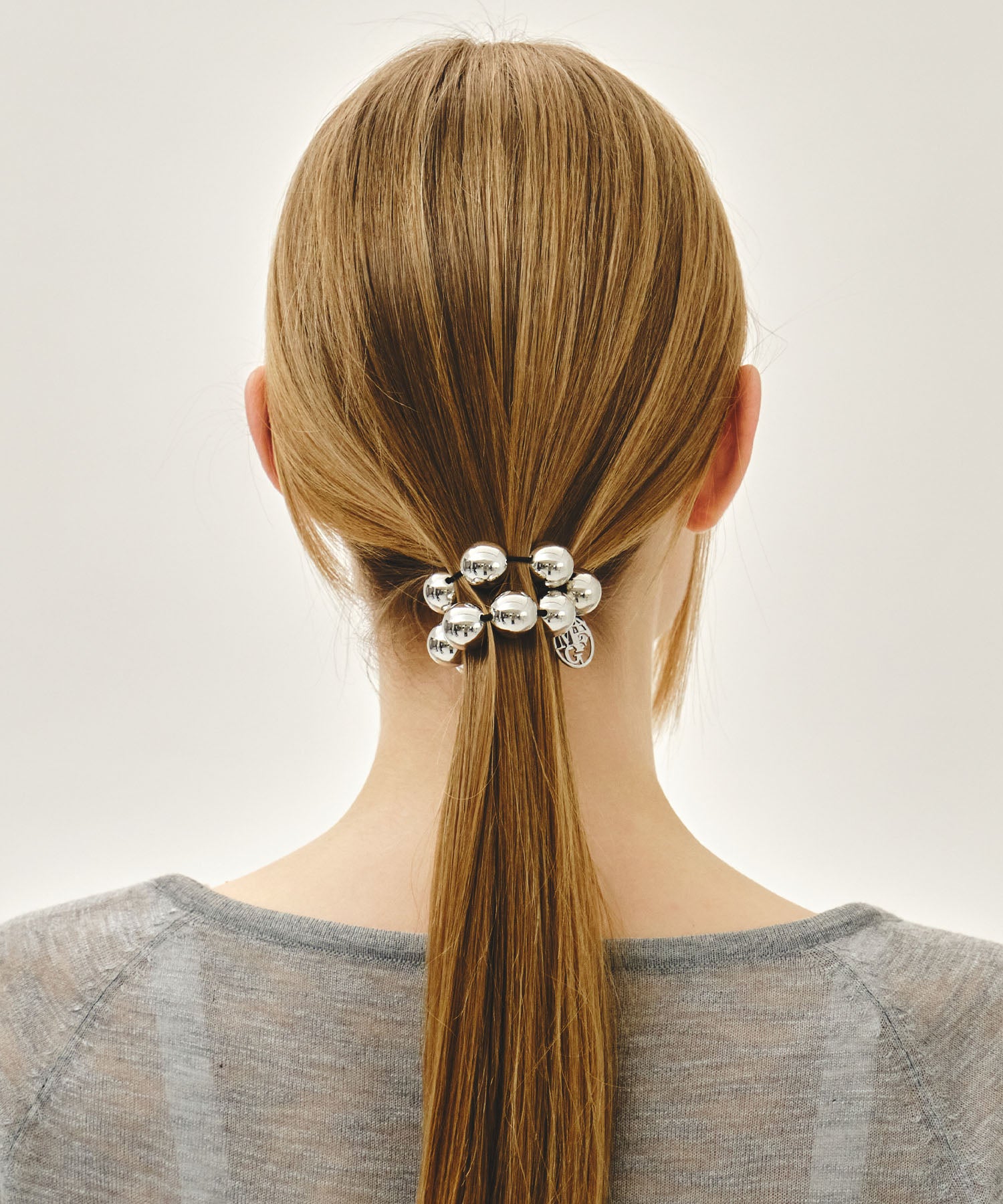 PEARL SILVER BALL SCRUNCHIE