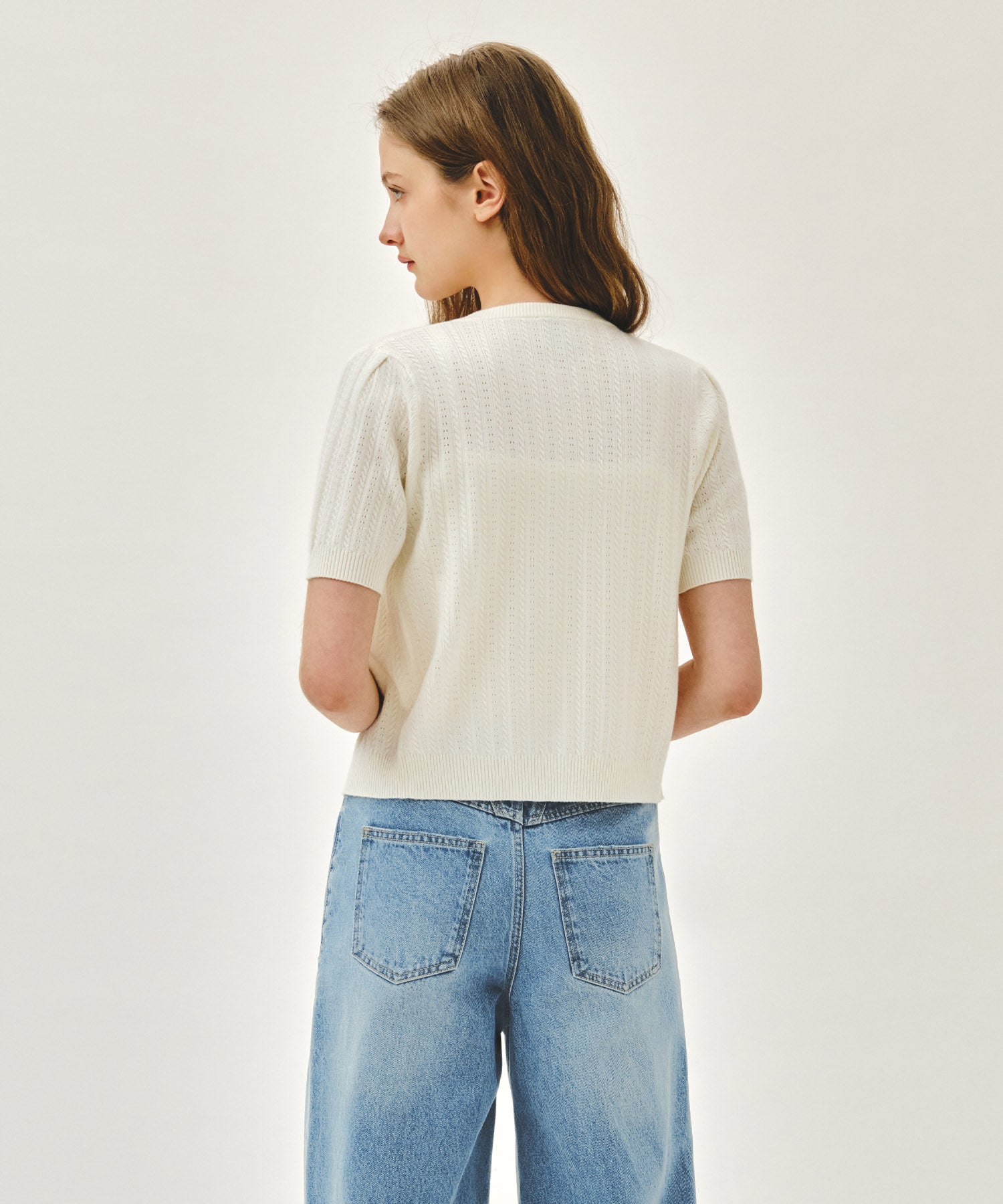 W SMALL CLASSIC LOGO HALF KNIT CARDIGAN SET UP