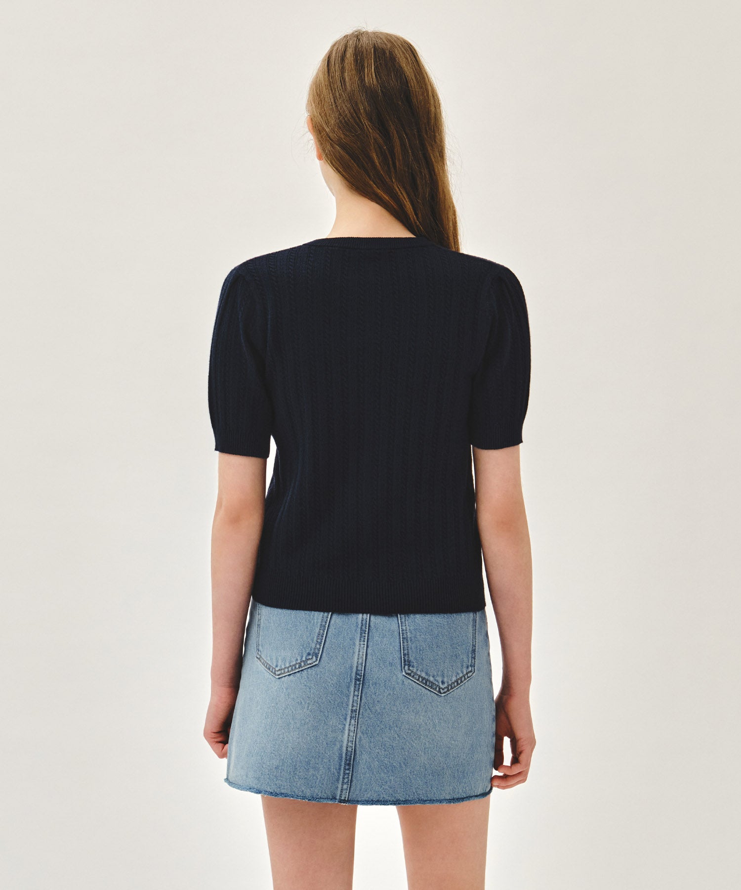 W SMALL CLASSIC LOGO HALF KNIT CARDIGAN SET UP