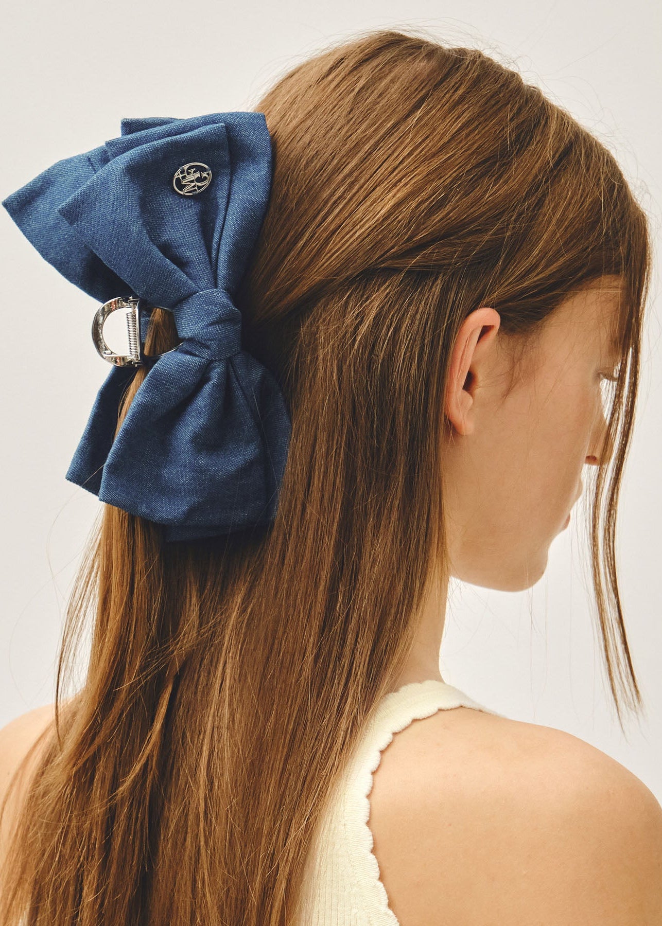 CIRCLE LOGO RIBBON HAIR CLIP