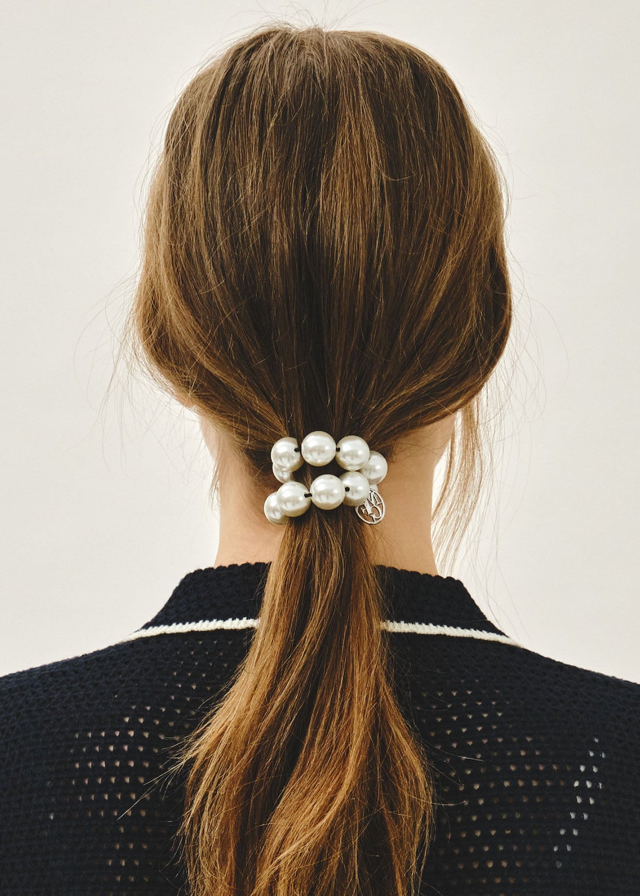 PEARL SILVER BALL SCRUNCHIE