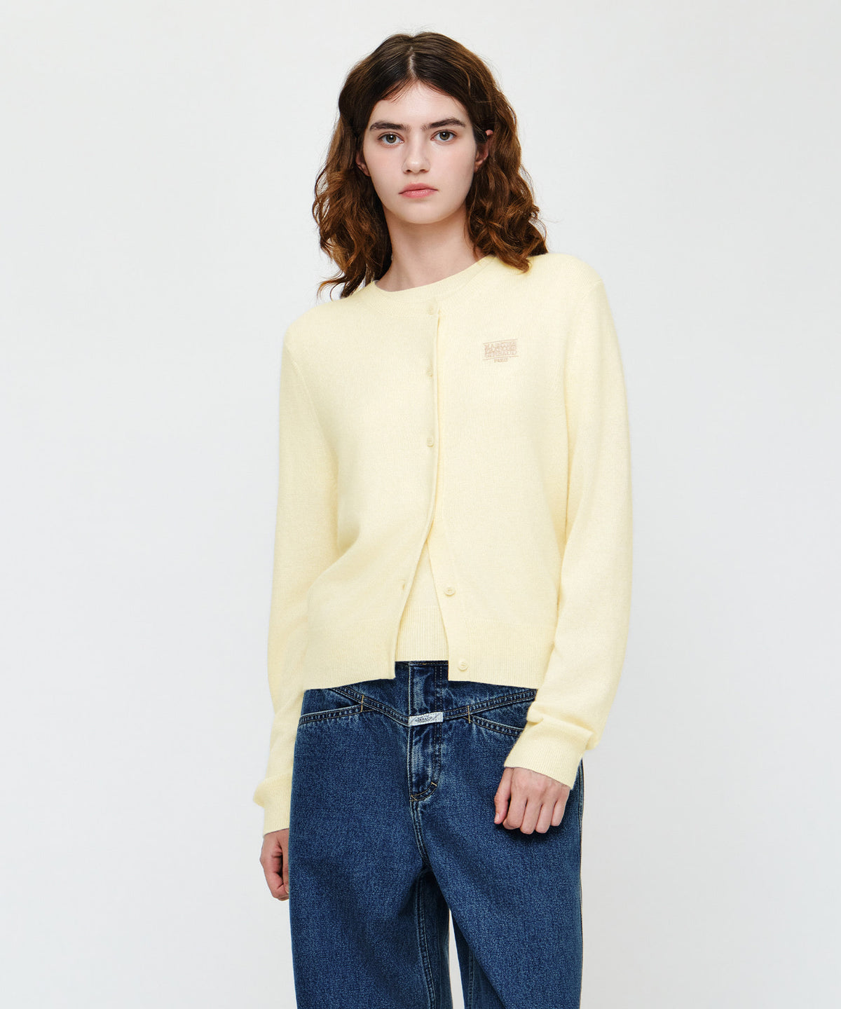 W SMALL CLASSIC LOGO ROUND NECK CARDIGAN SET UP