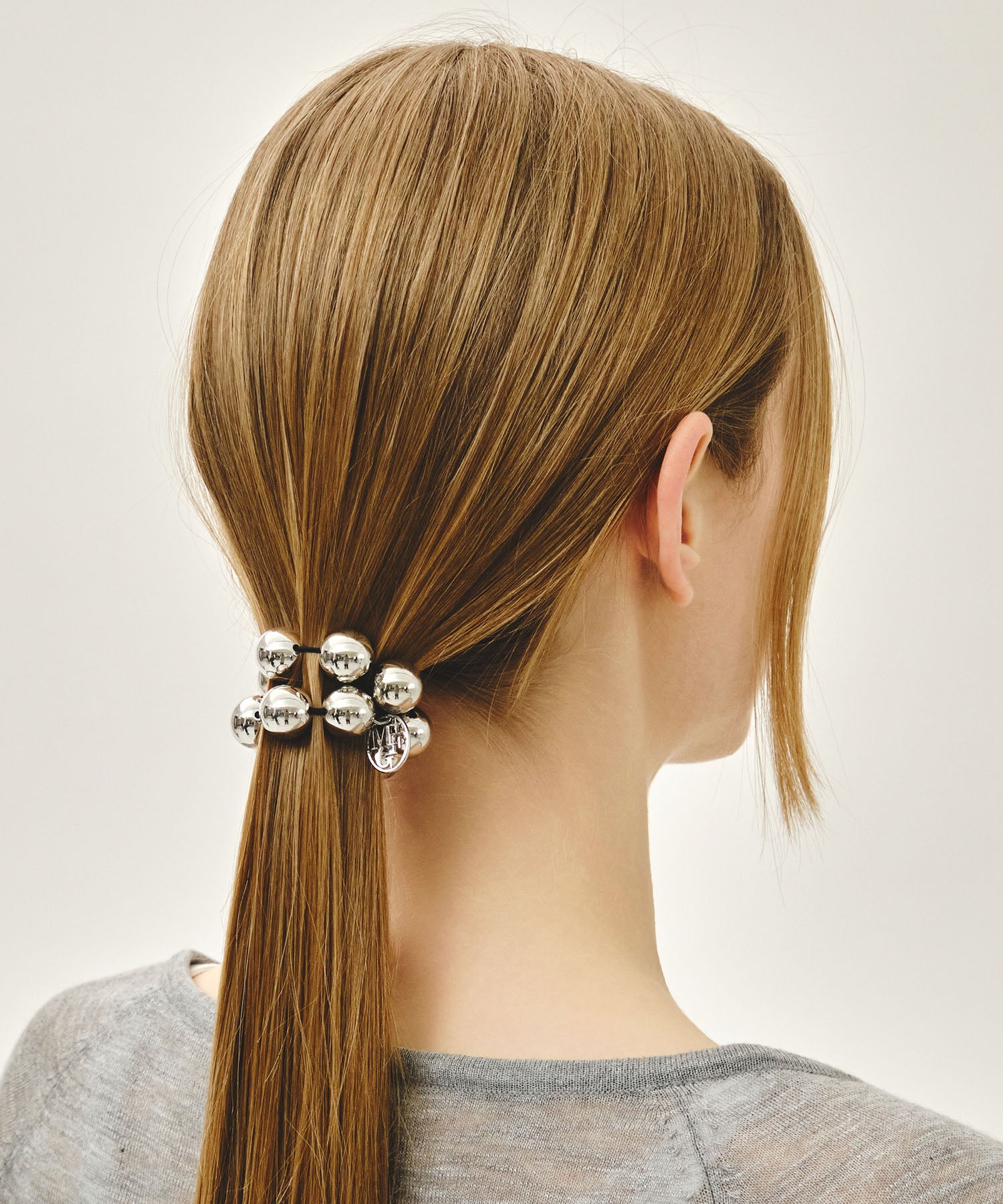 PEARL SILVER BALL SCRUNCHIE