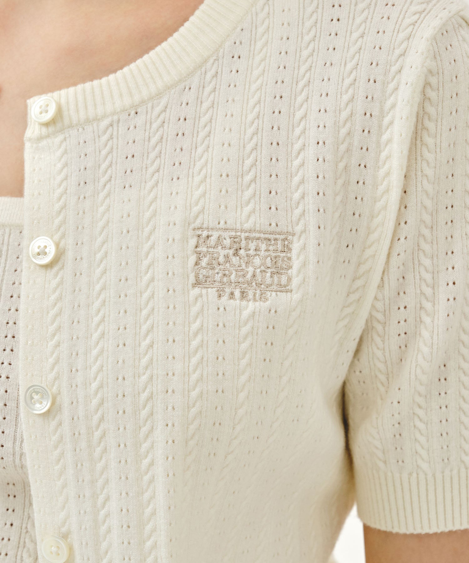 W SMALL CLASSIC LOGO HALF KNIT CARDIGAN SET UP
