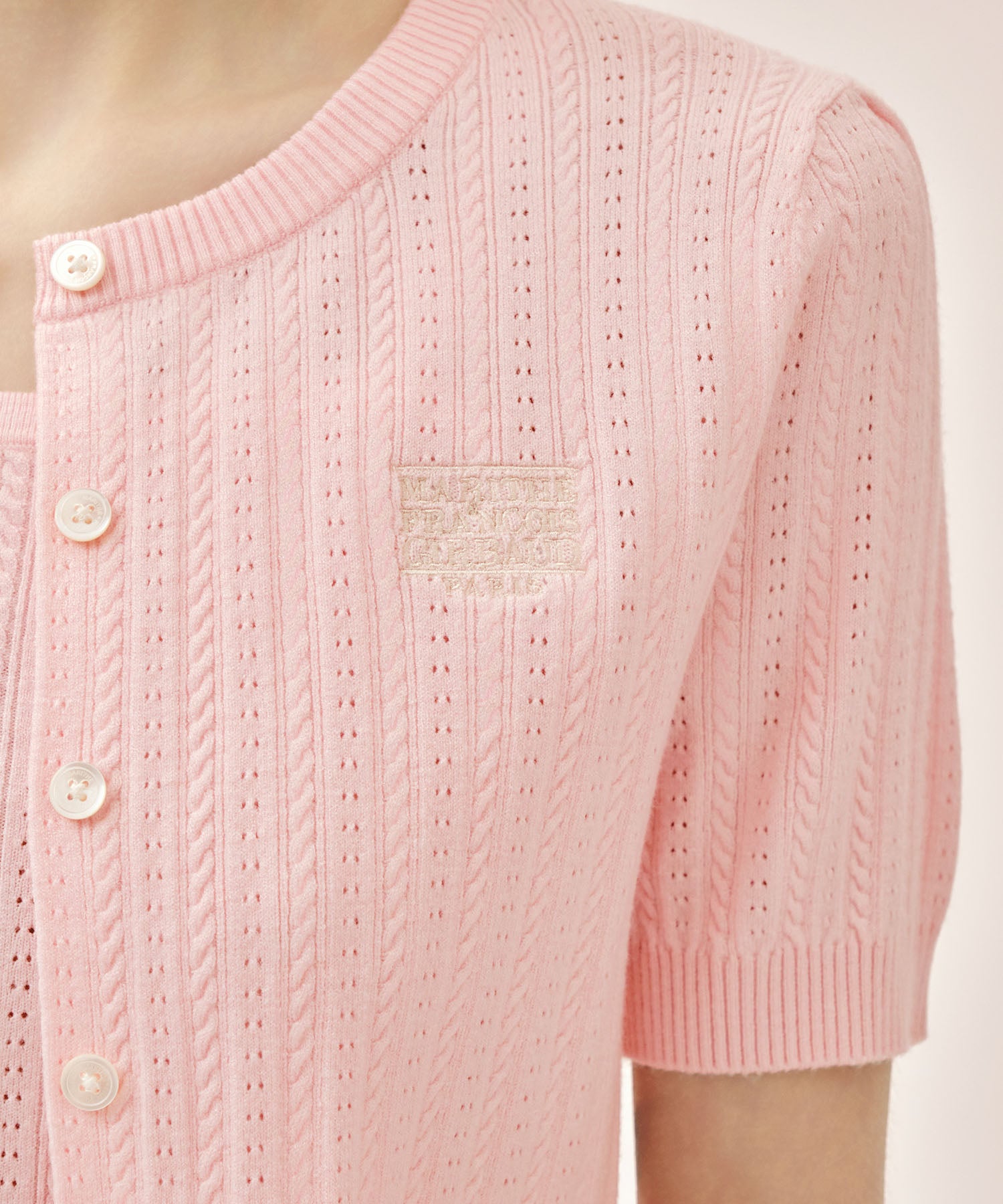 W SMALL CLASSIC LOGO HALF KNIT CARDIGAN SET UP
