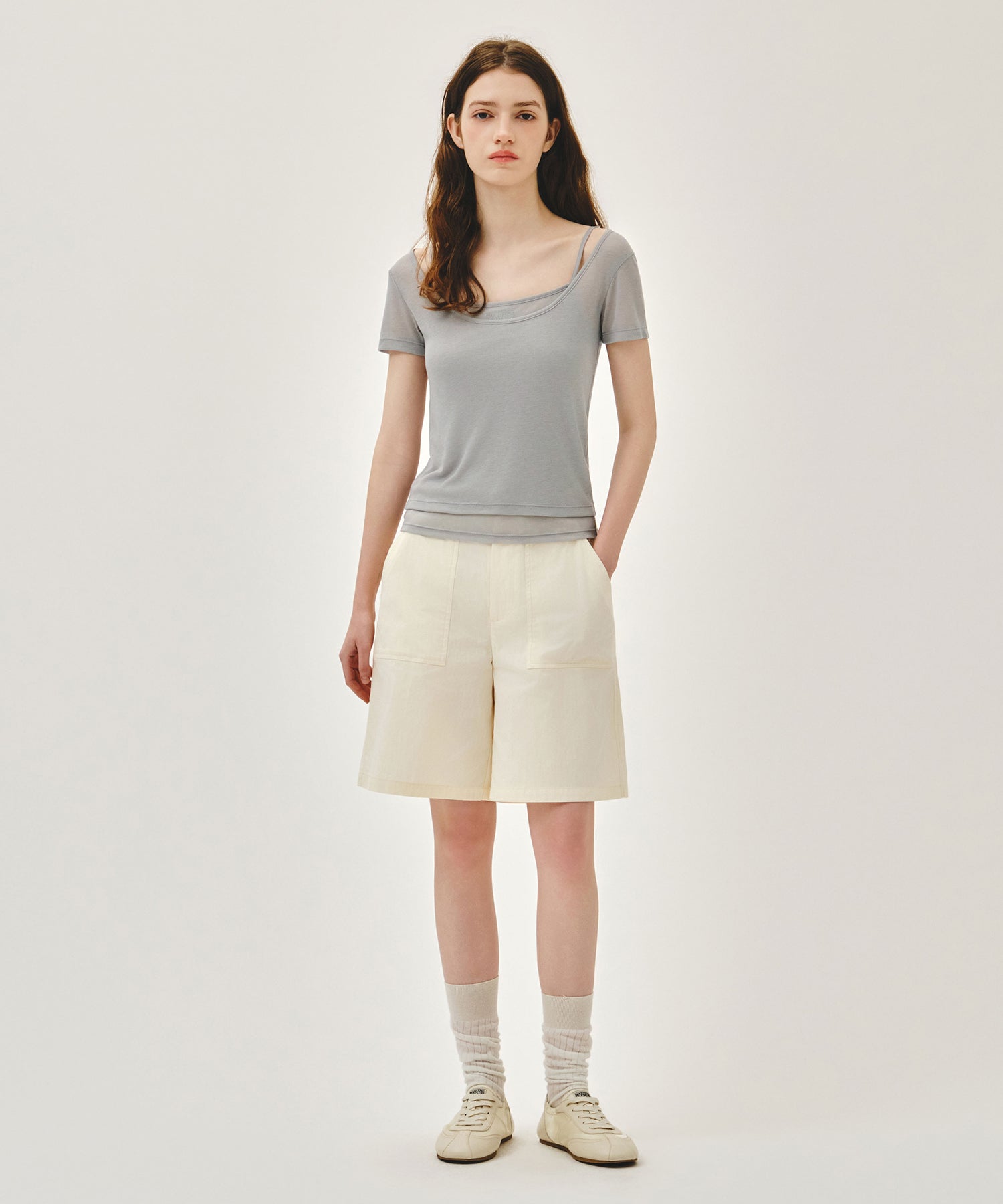 W SMALL CLASSIC LOGO SLEEVELESS LAYERED TEE