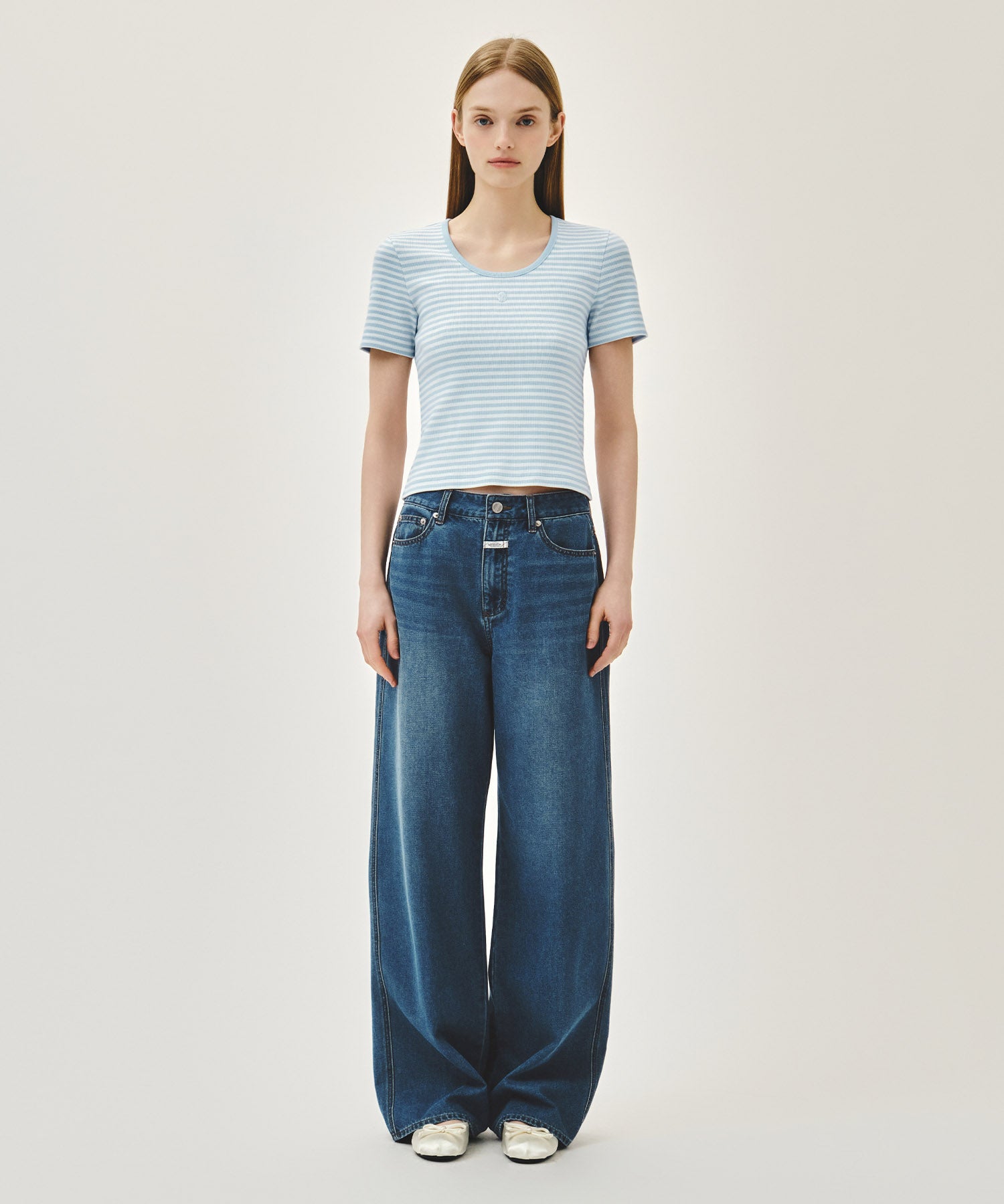 W DEEP NECK RINGER TEE