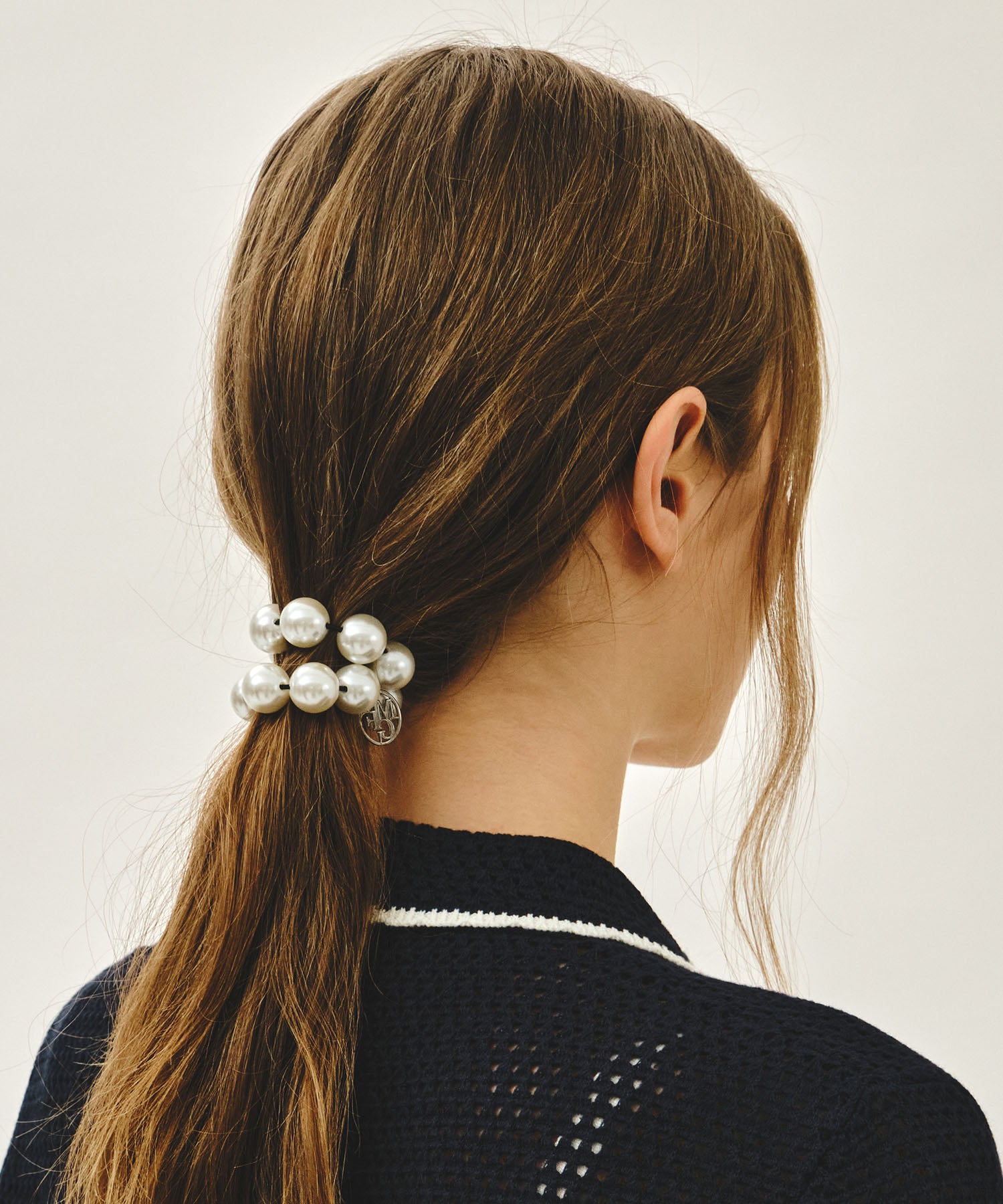 PEARL SILVER BALL SCRUNCHIE