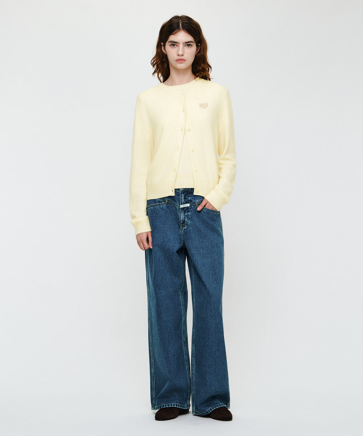 W SMALL CLASSIC LOGO ROUND NECK CARDIGAN SET UP