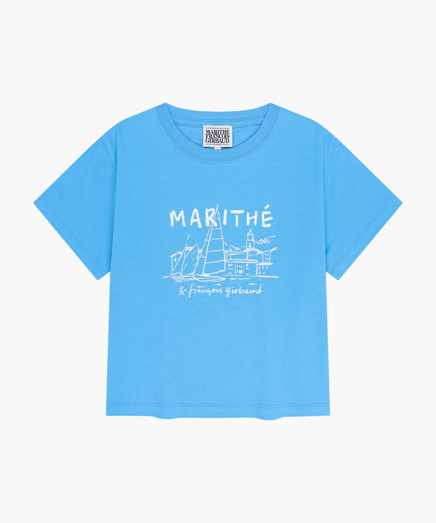 W FRENCH GRAPHIC CROP TEE