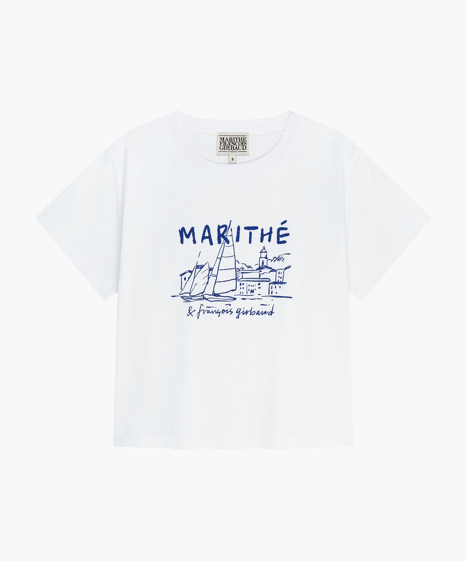 W FRENCH GRAPHIC CROP TEE