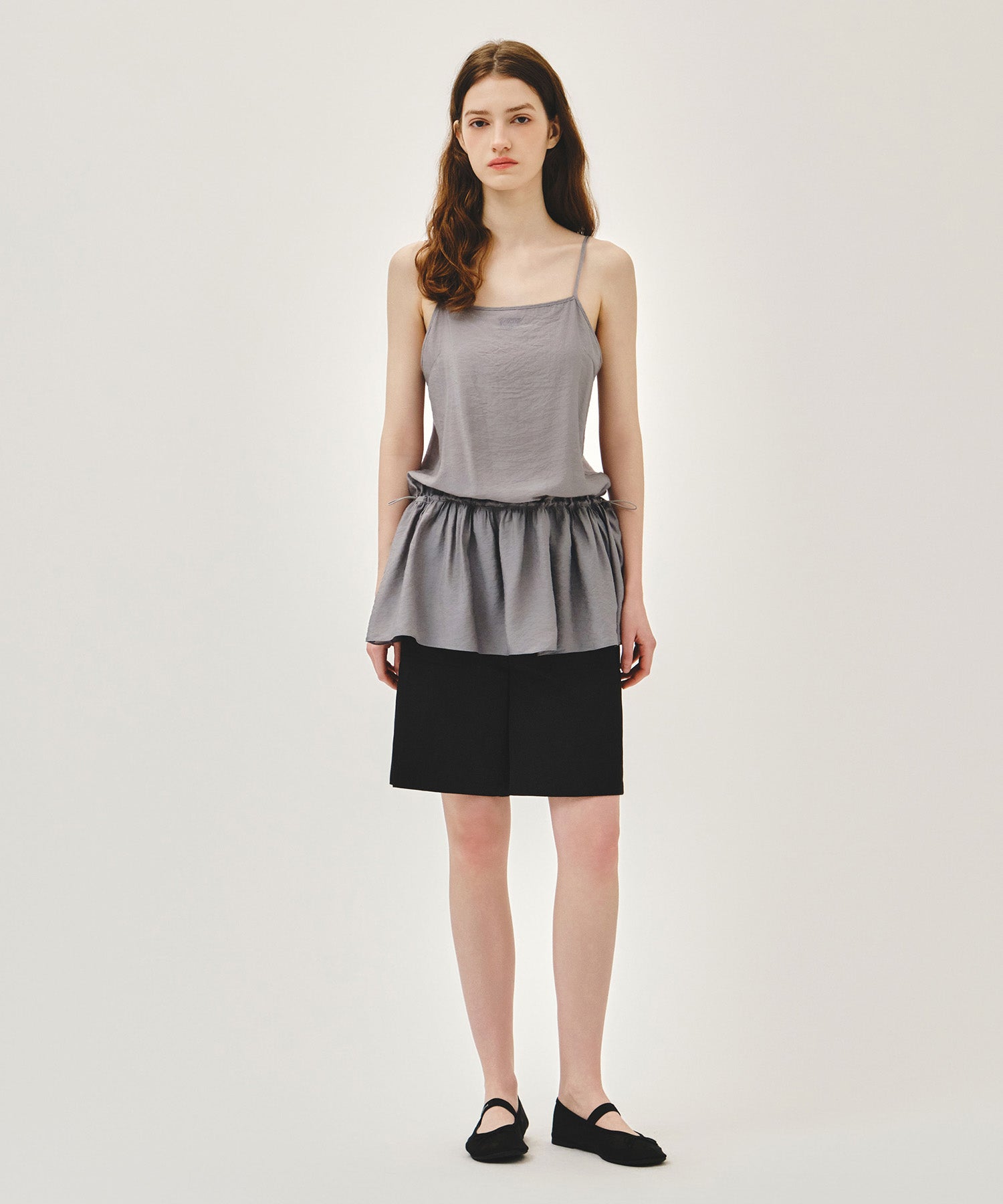 W SHIRRING SLEEVELESS DRESS