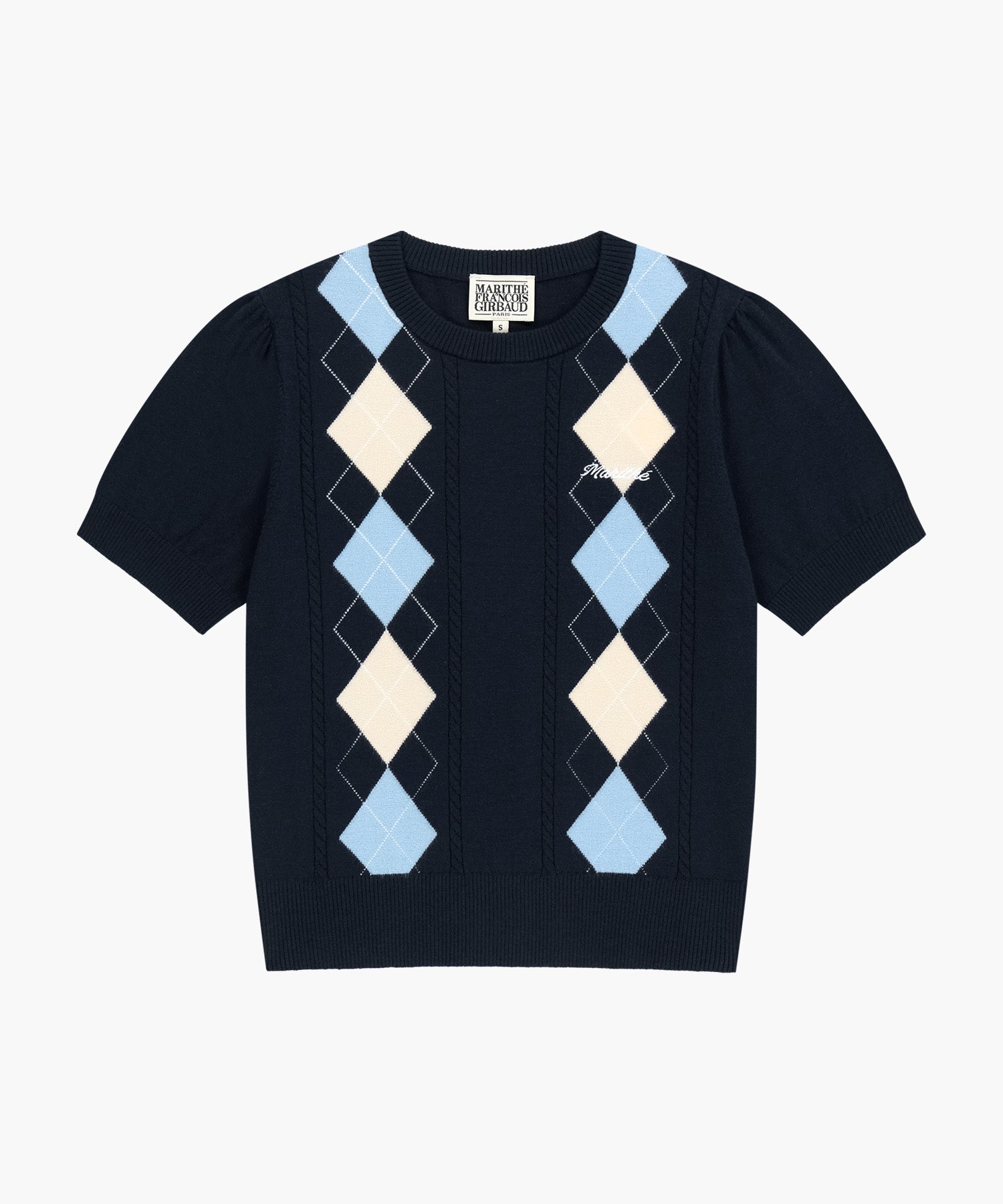 W ARGYLE CABLE HALF KNIT PULLOVER