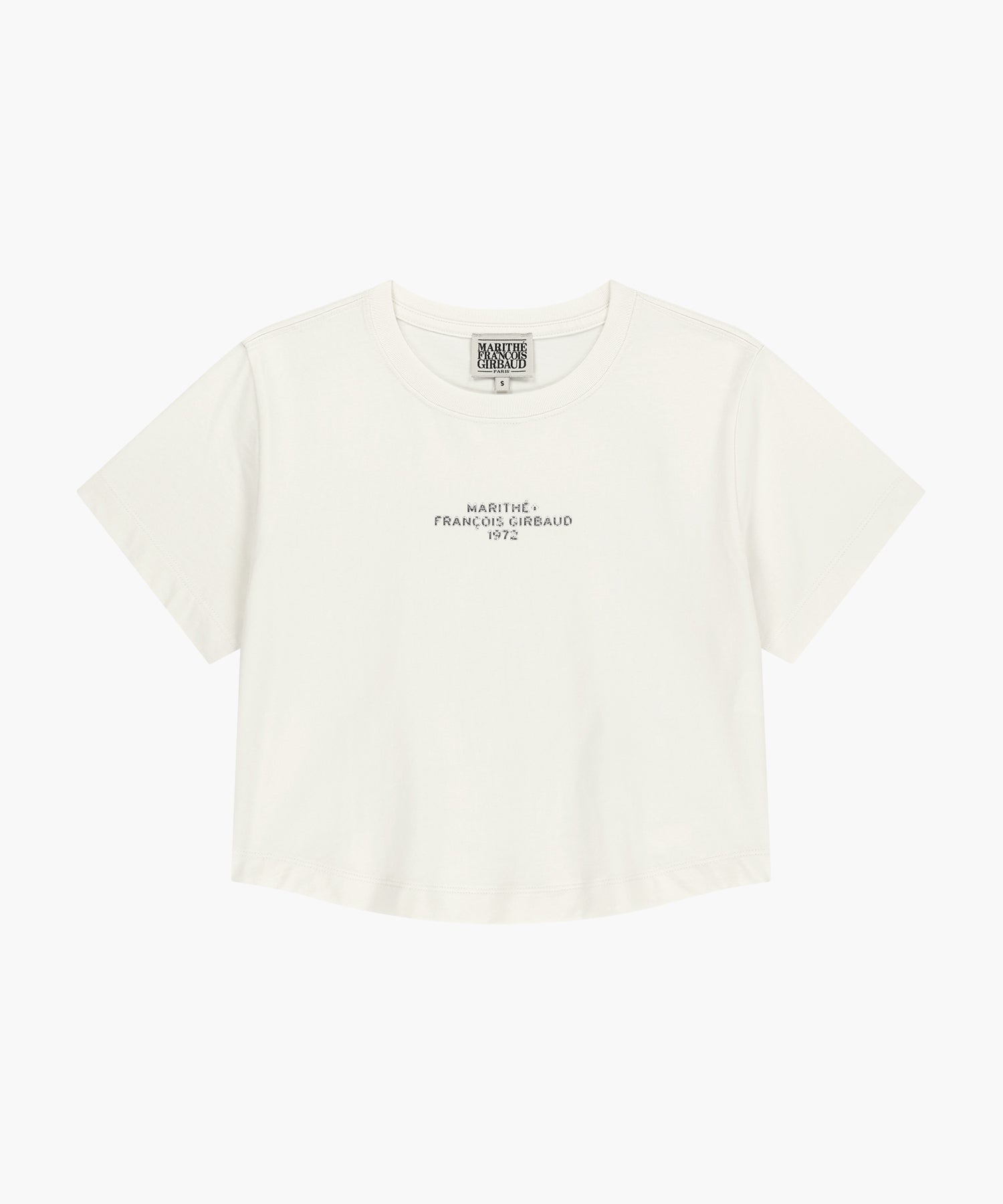 W SILVER LETTERING CROP TEE