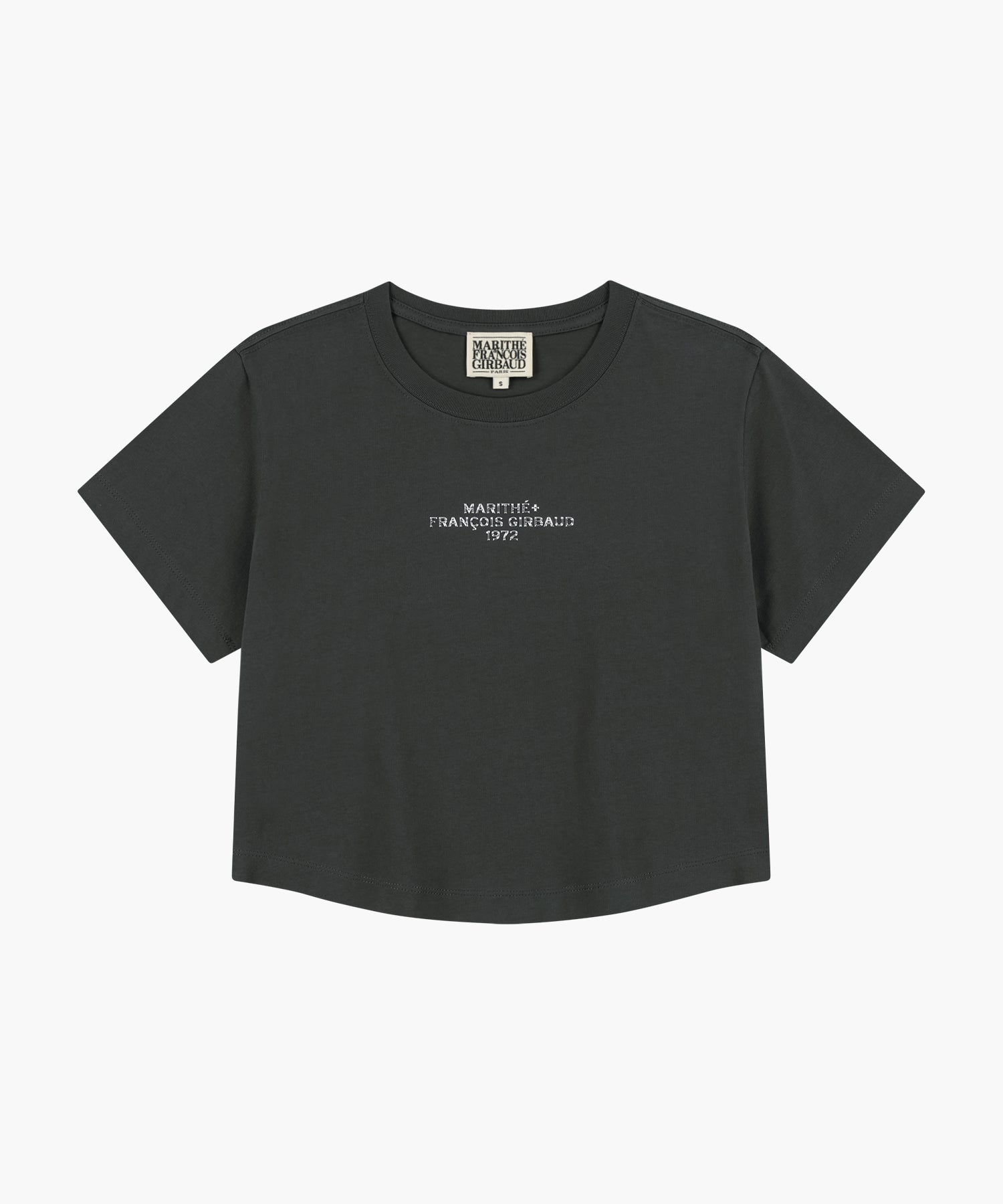 W SILVER LETTERING CROP TEE