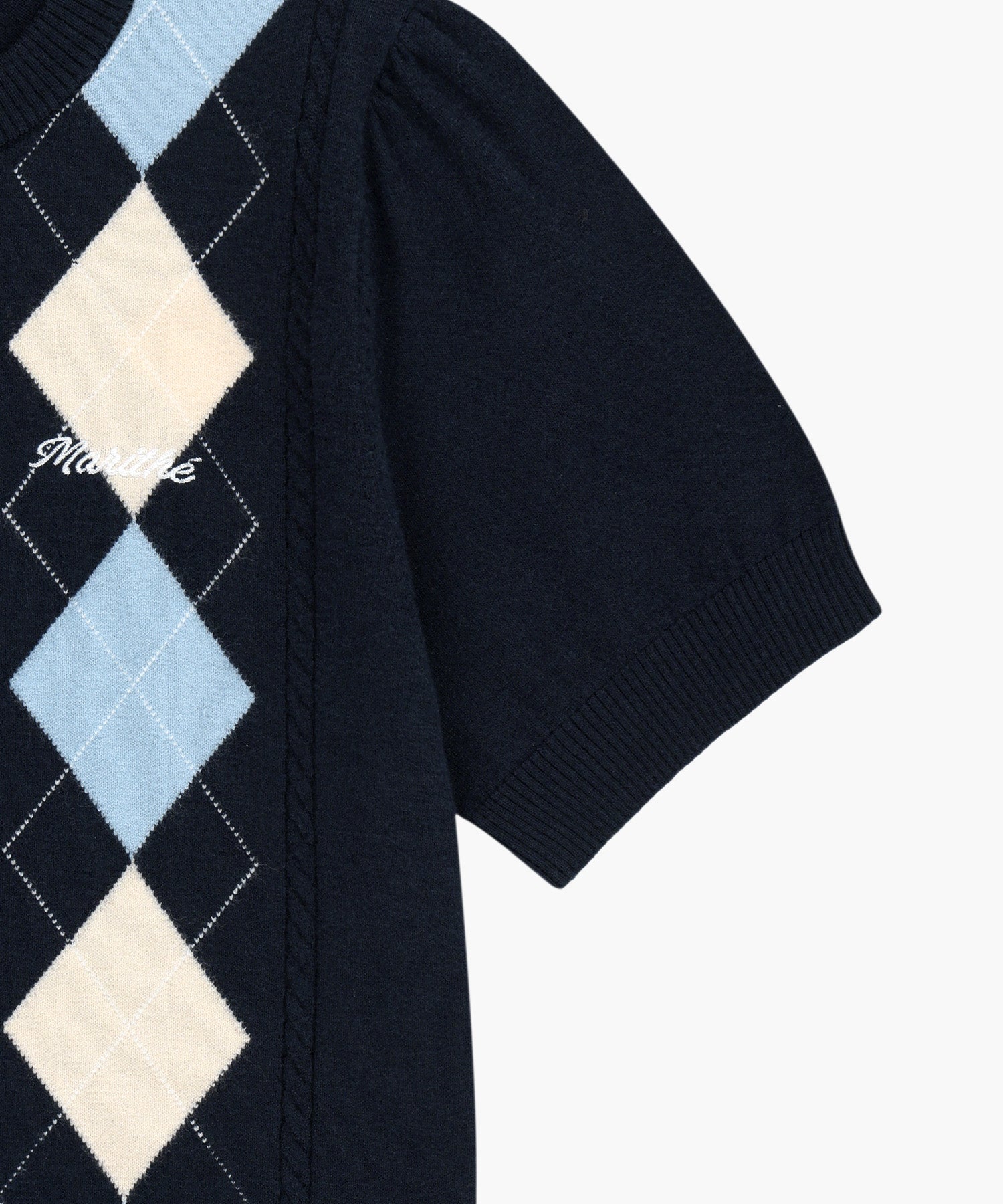 W ARGYLE CABLE HALF KNIT PULLOVER