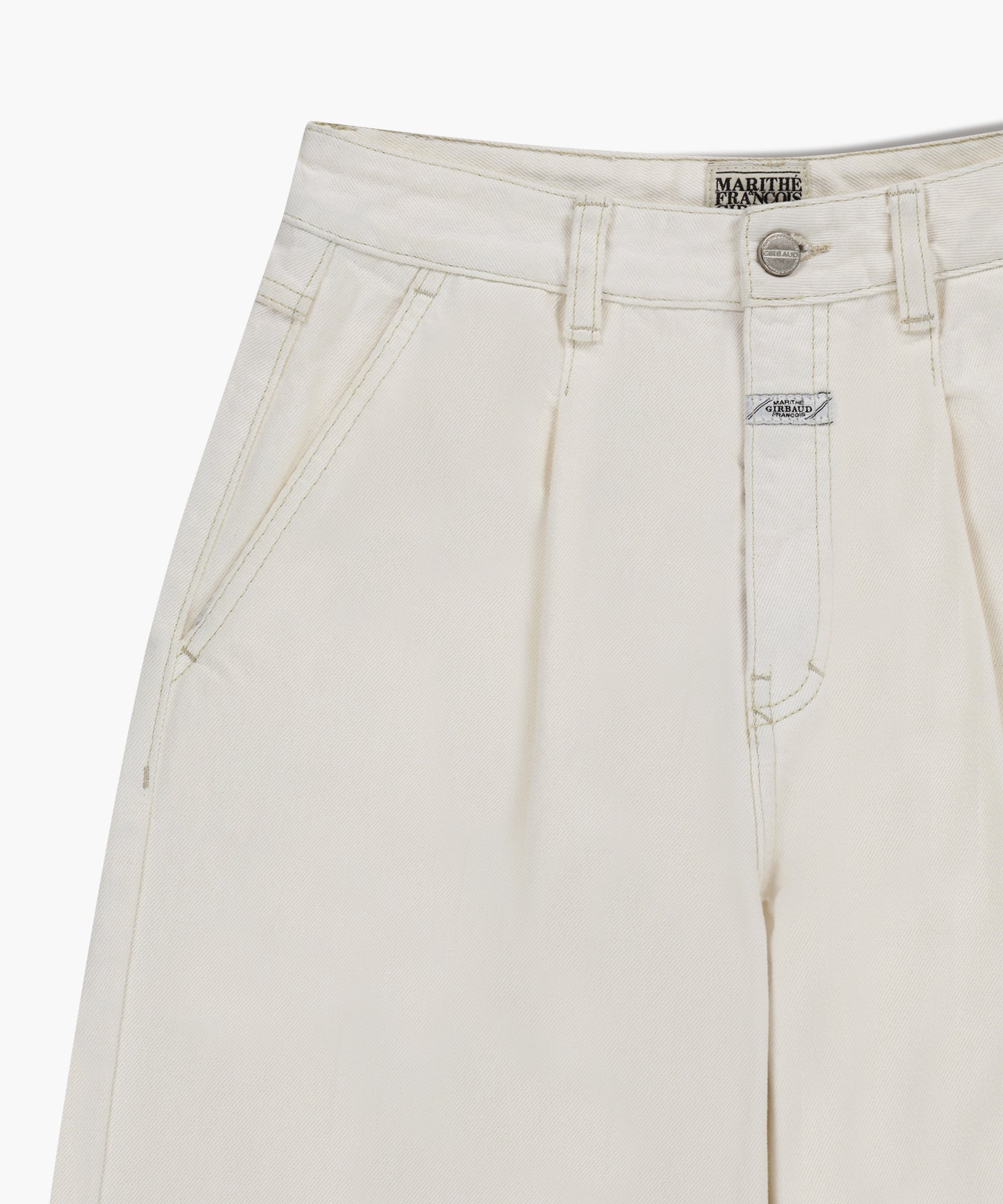 W LOW-WAIST TUCK WIDE DENIM PANTS
