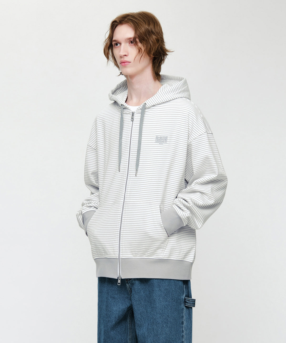SMALL CLASSIC LOGO STRIPE OVERSIZED HOODIE ZIPUP