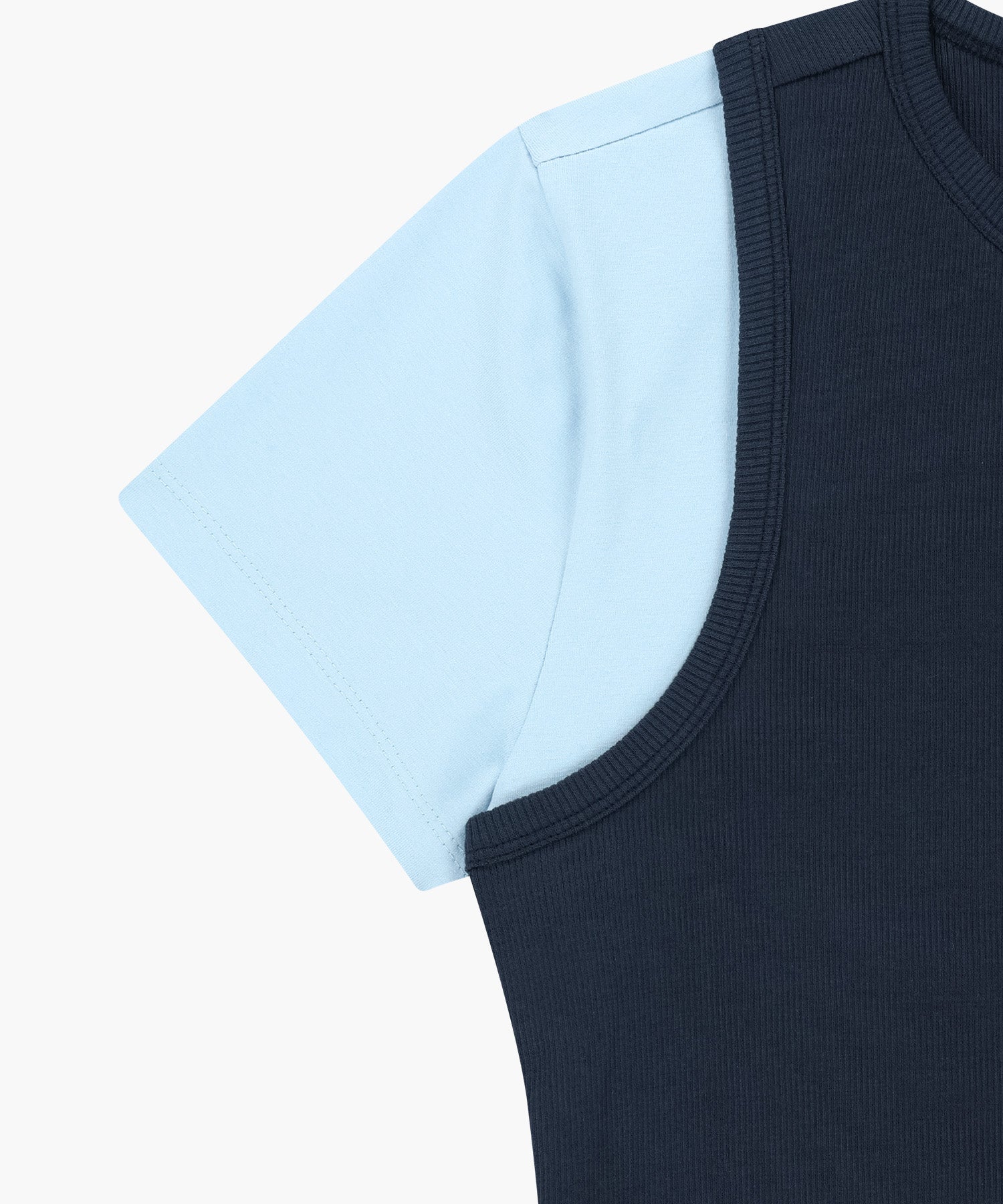 W SMALL CLASSIC LOGO ONE SHOULDER LAYERED TEE