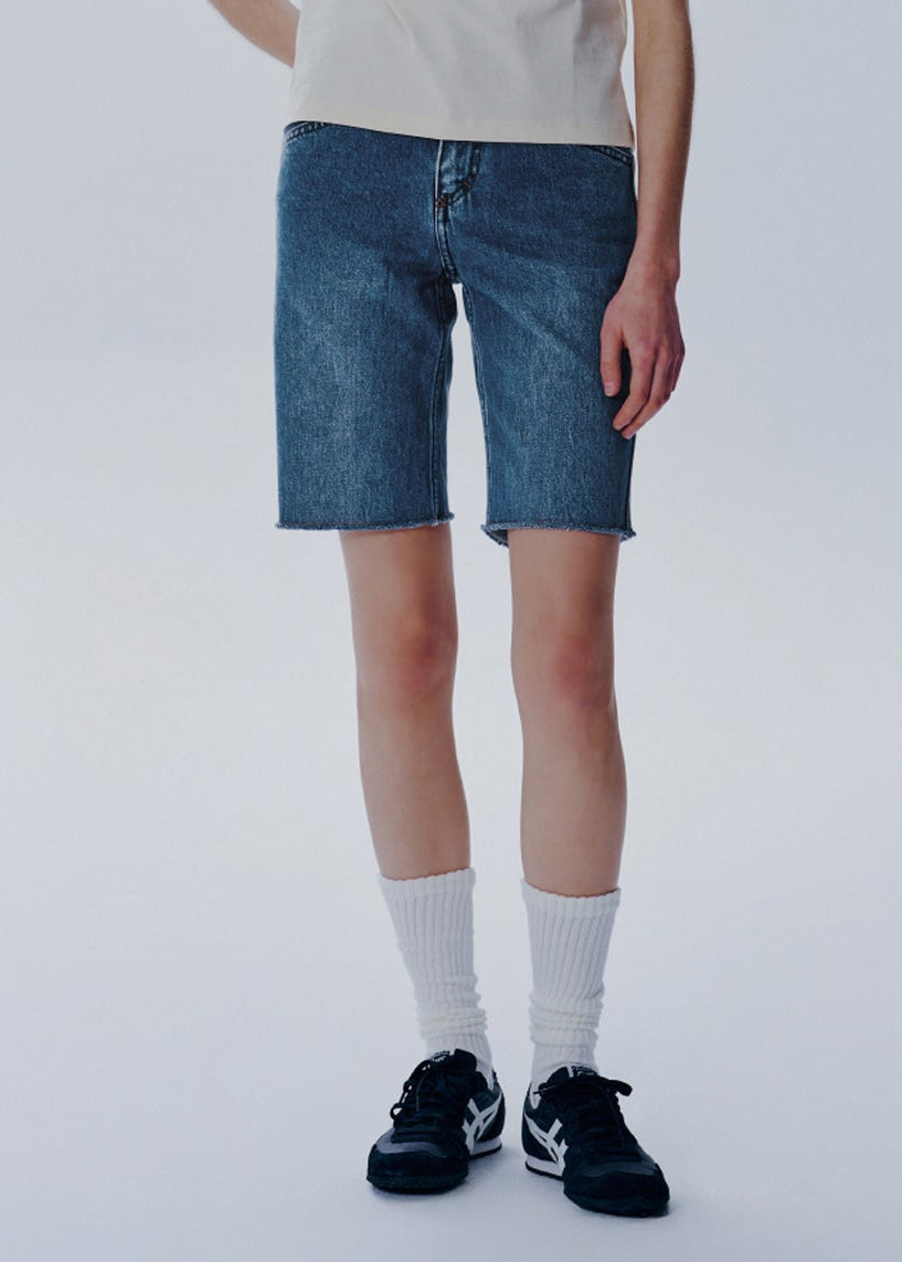W X-POCKET RAW EDGE HALF DENIM PANTS