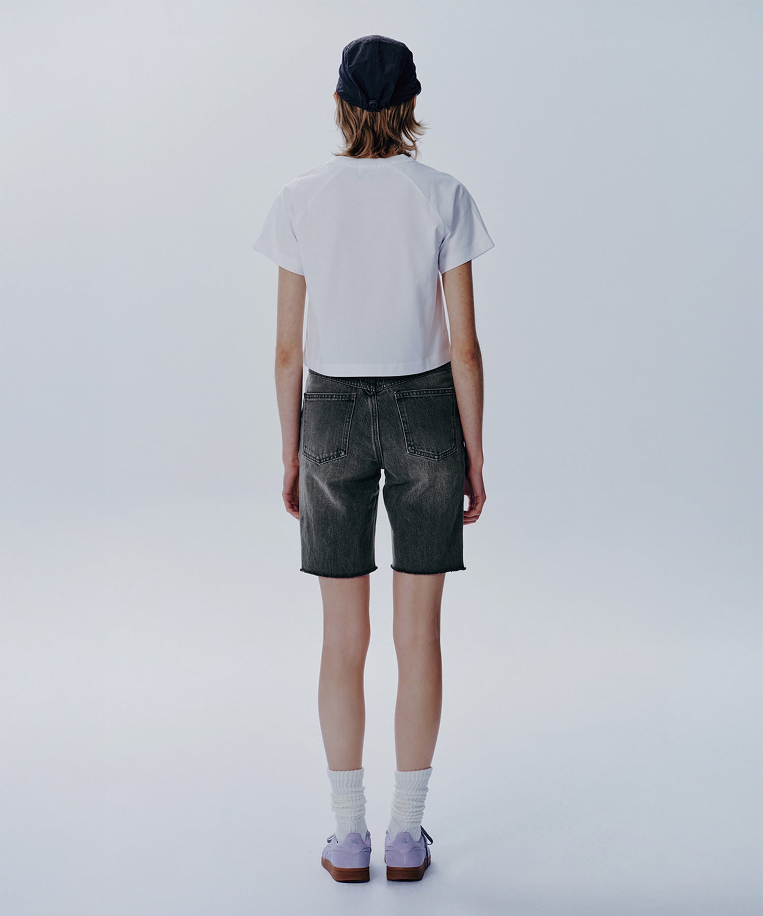 W X-POCKET RAW EDGE HALF DENIM PANTS
