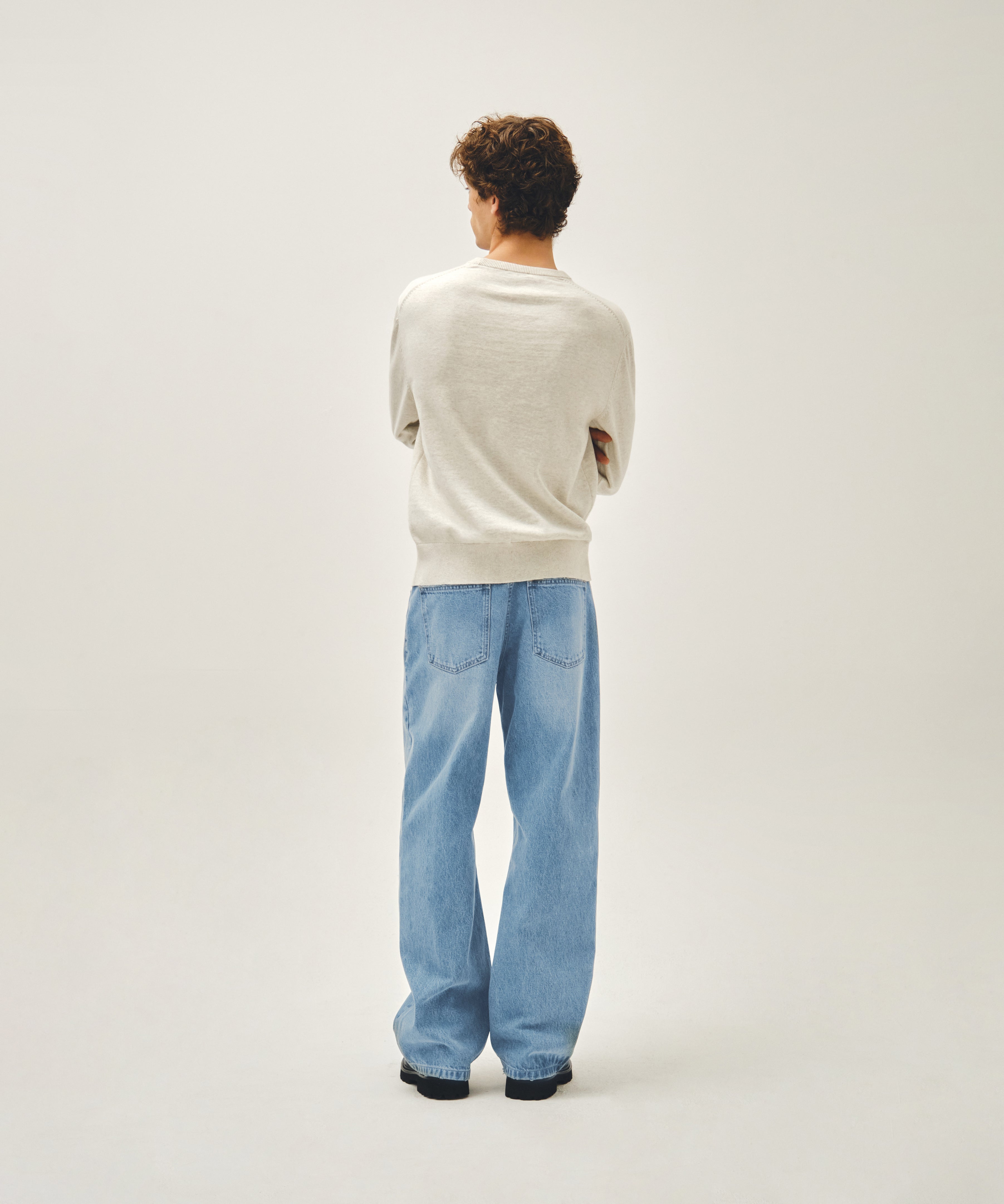M SEMI-WIDE FIT VINTAGE WASHED DENIM PANTS