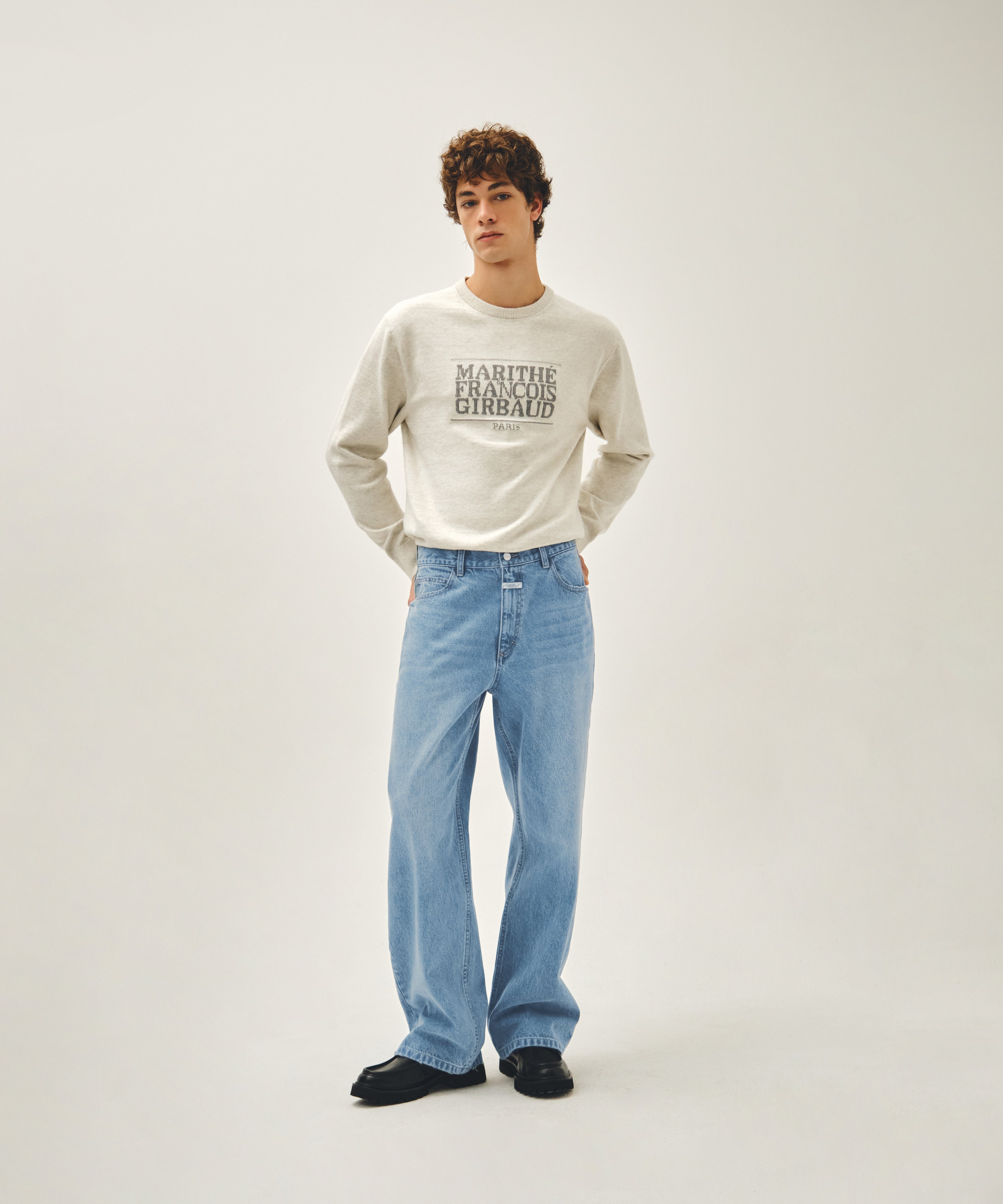 M SEMI-WIDE FIT VINTAGE WASHED DENIM PANTS