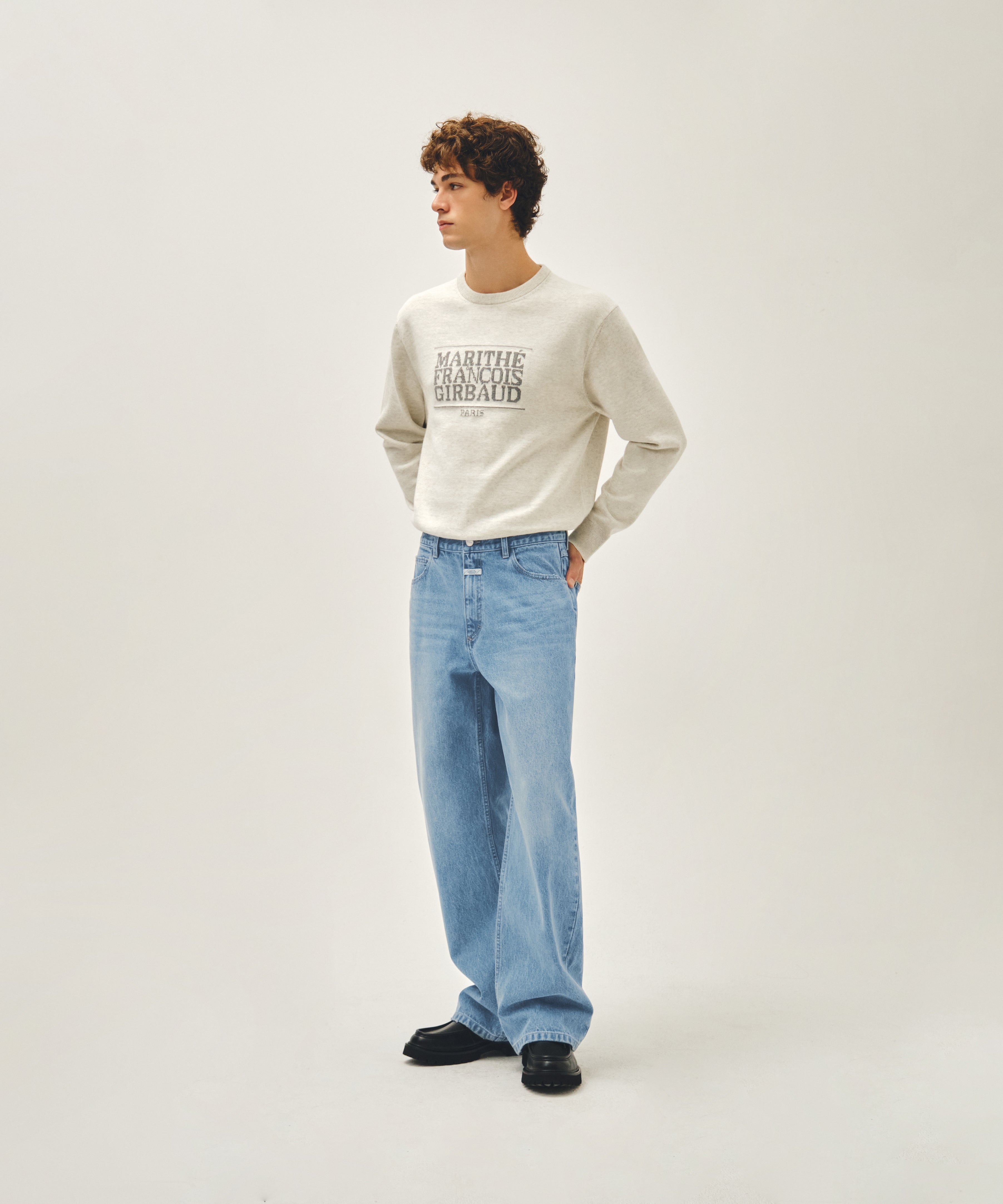 M SEMI-WIDE FIT VINTAGE WASHED DENIM PANTS