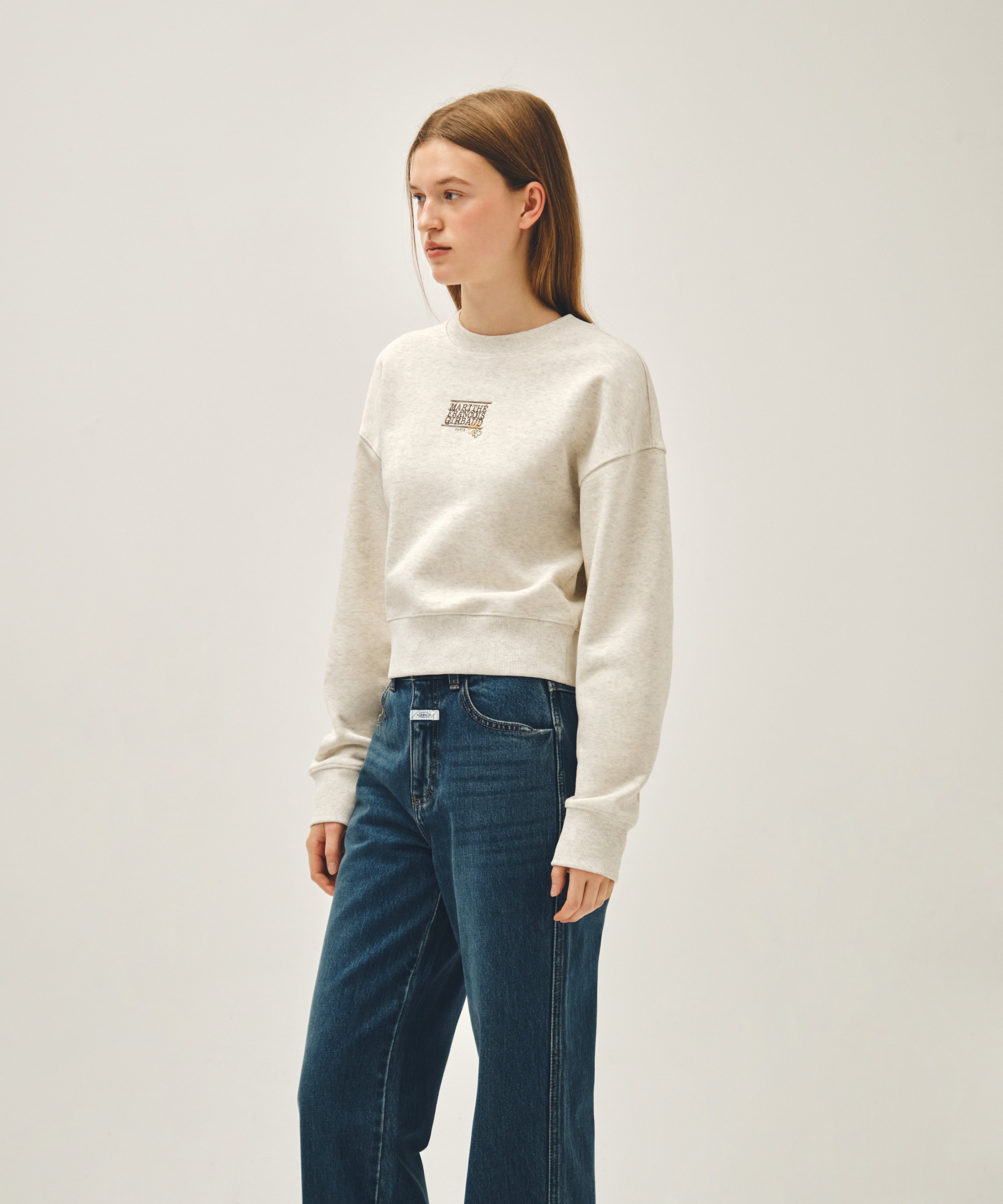 W FLOWER CLASSIC LOGO CROP SWEATSHIRT