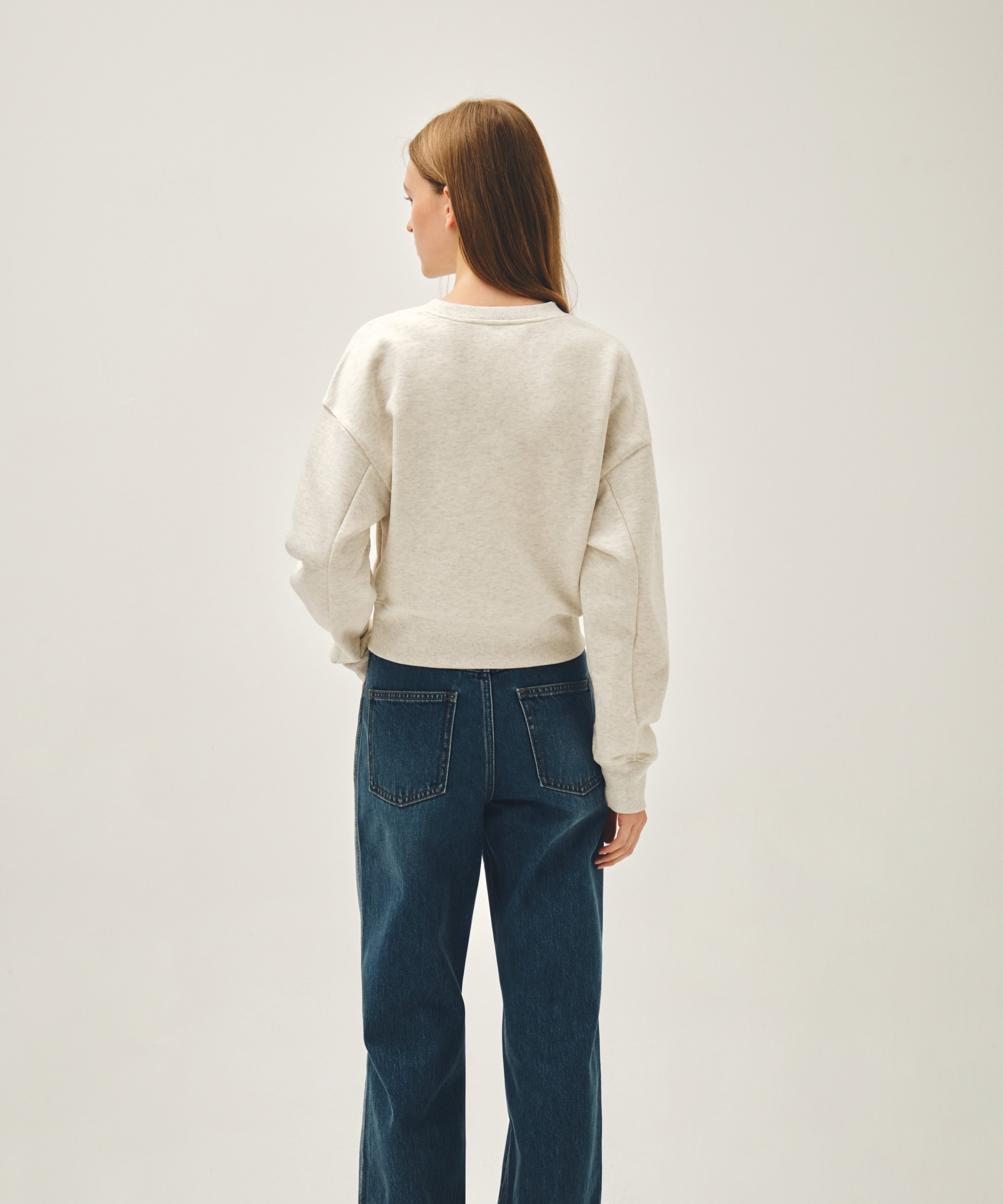 W FLOWER CLASSIC LOGO CROP SWEATSHIRT