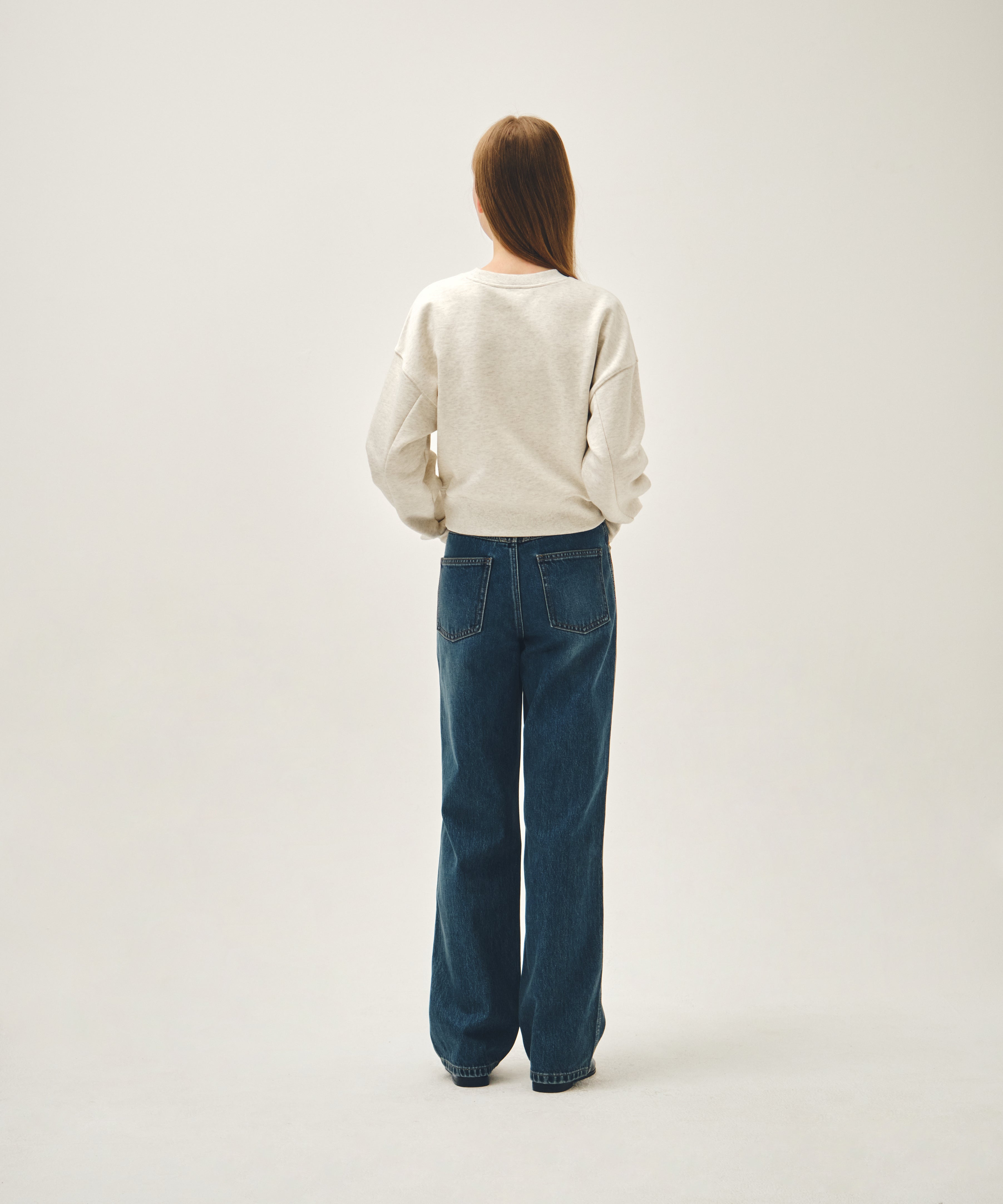 W FLOWER CLASSIC LOGO CROP SWEATSHIRT