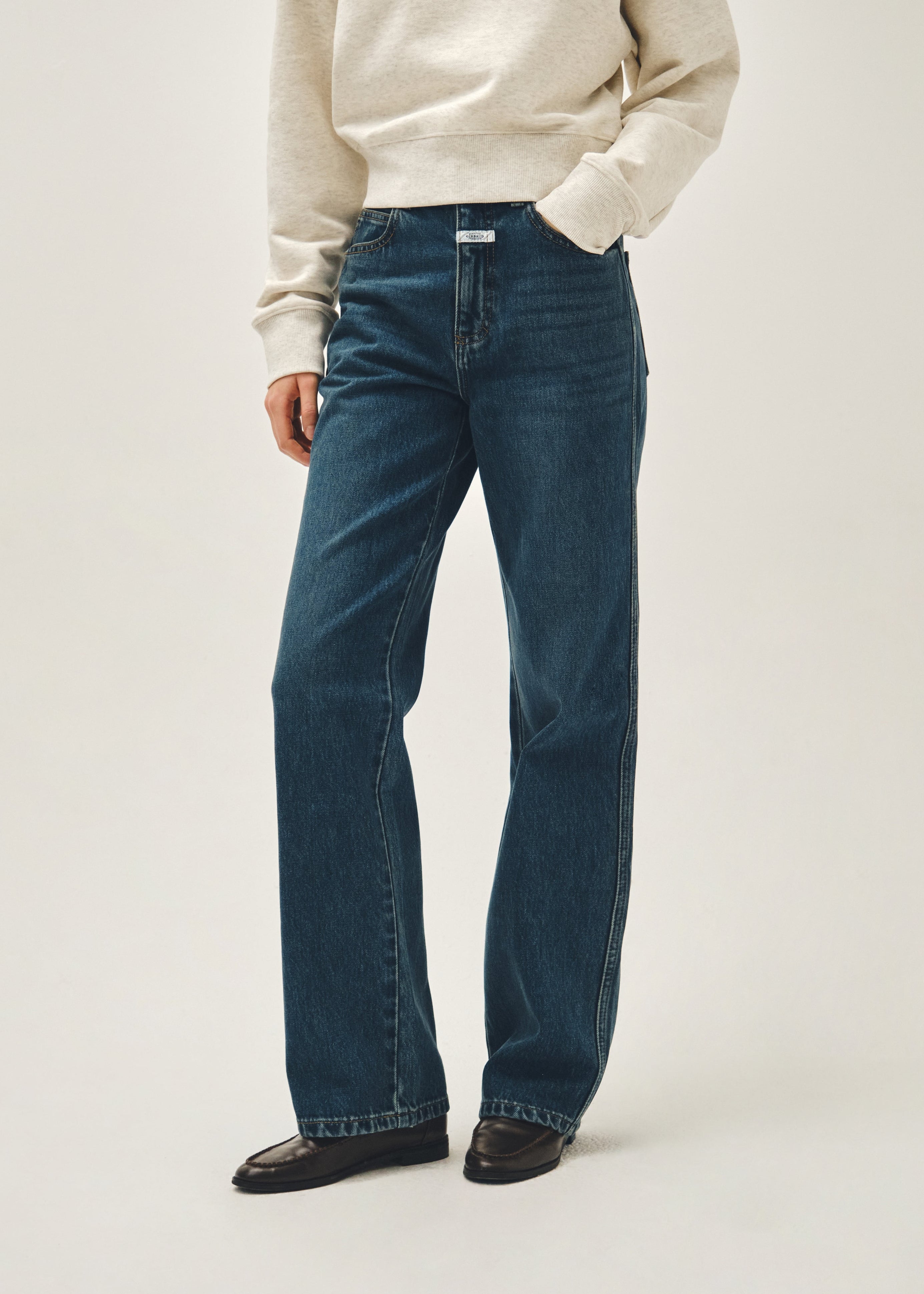 W HIGH STRAIGHT DENIM PANTS
