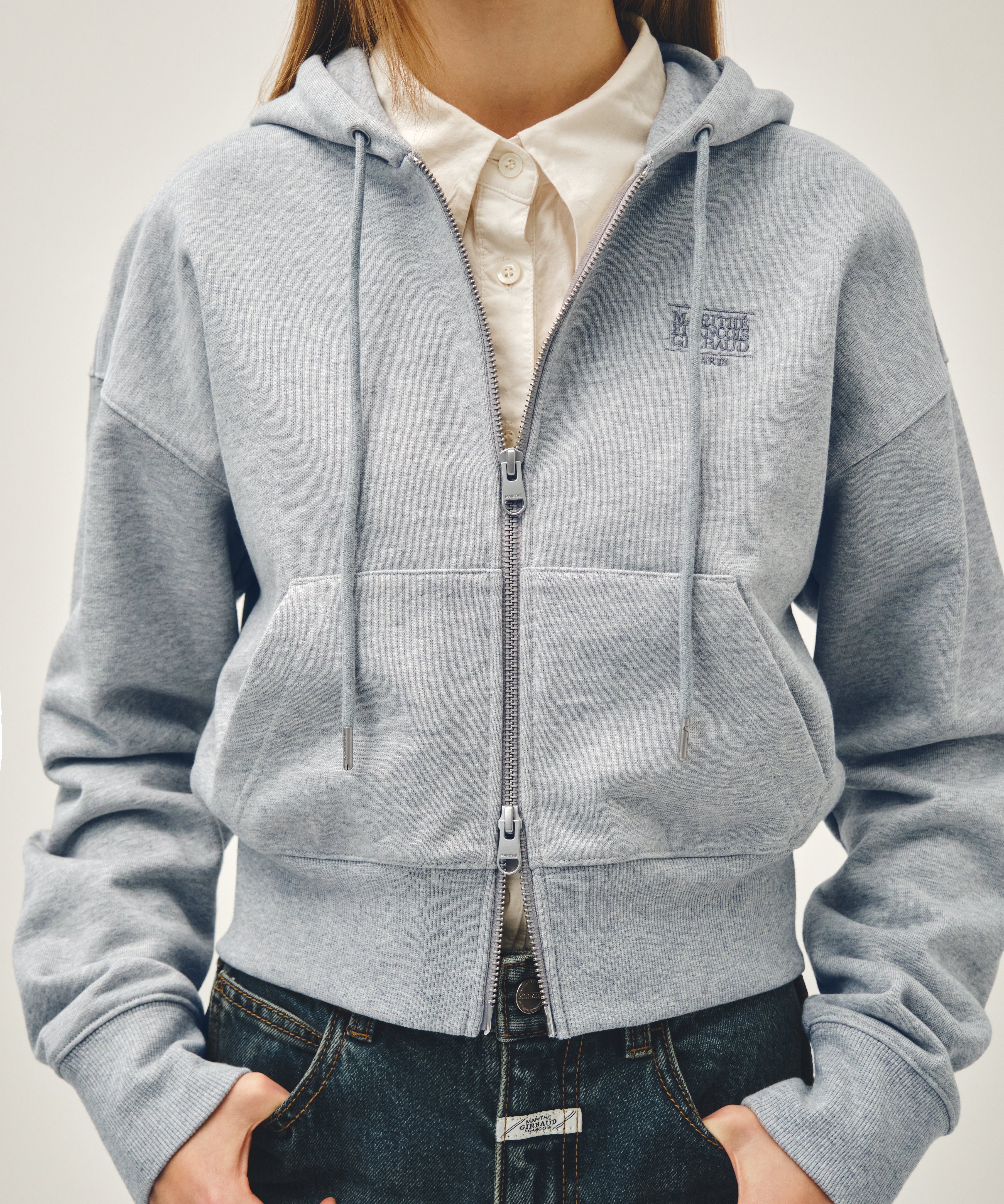 W BACK CLASSIC LOGO CROP HOODIE ZIPUP