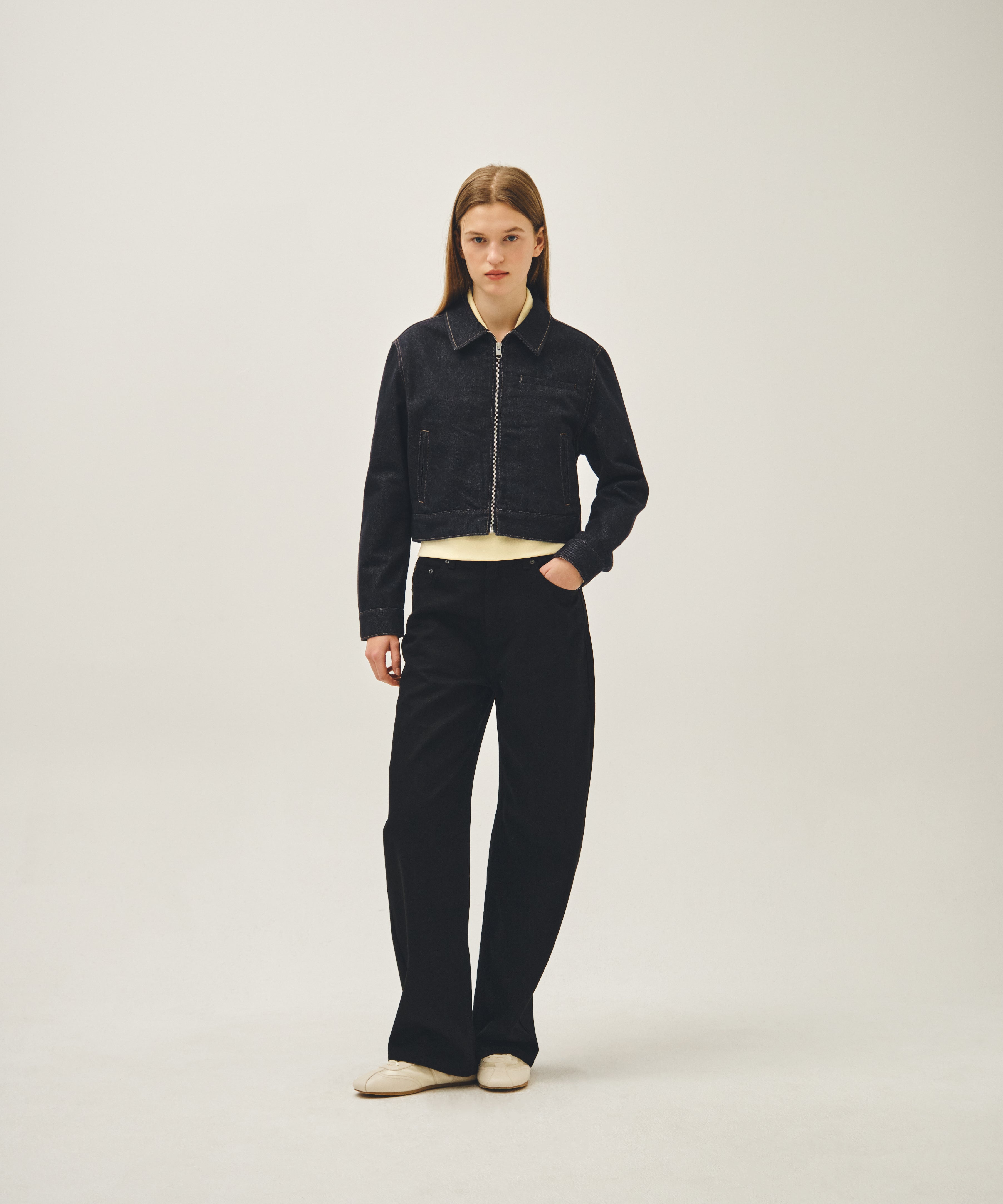 W CROP DENIM BLOUSON JACKET