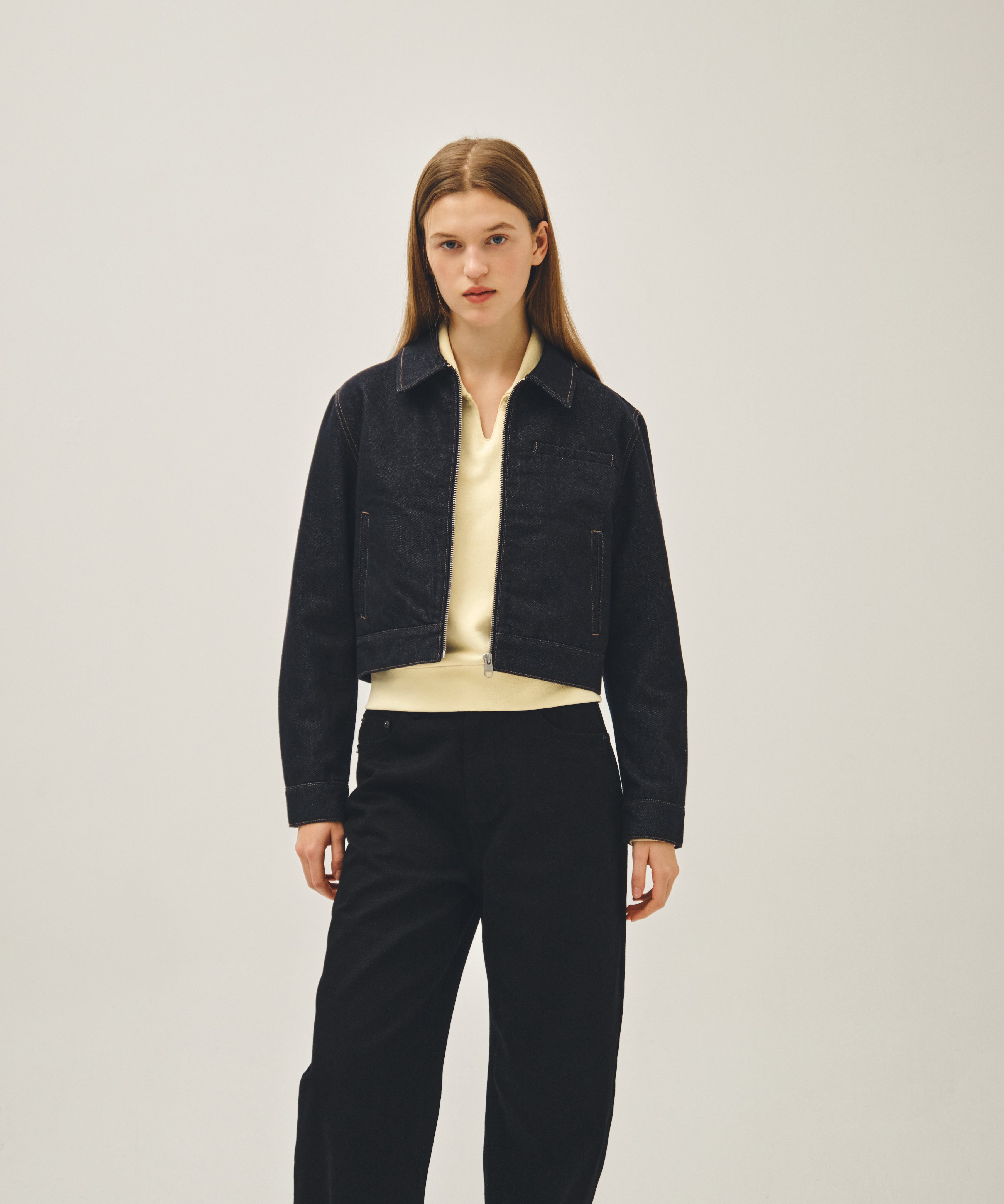 W CROP DENIM BLOUSON JACKET