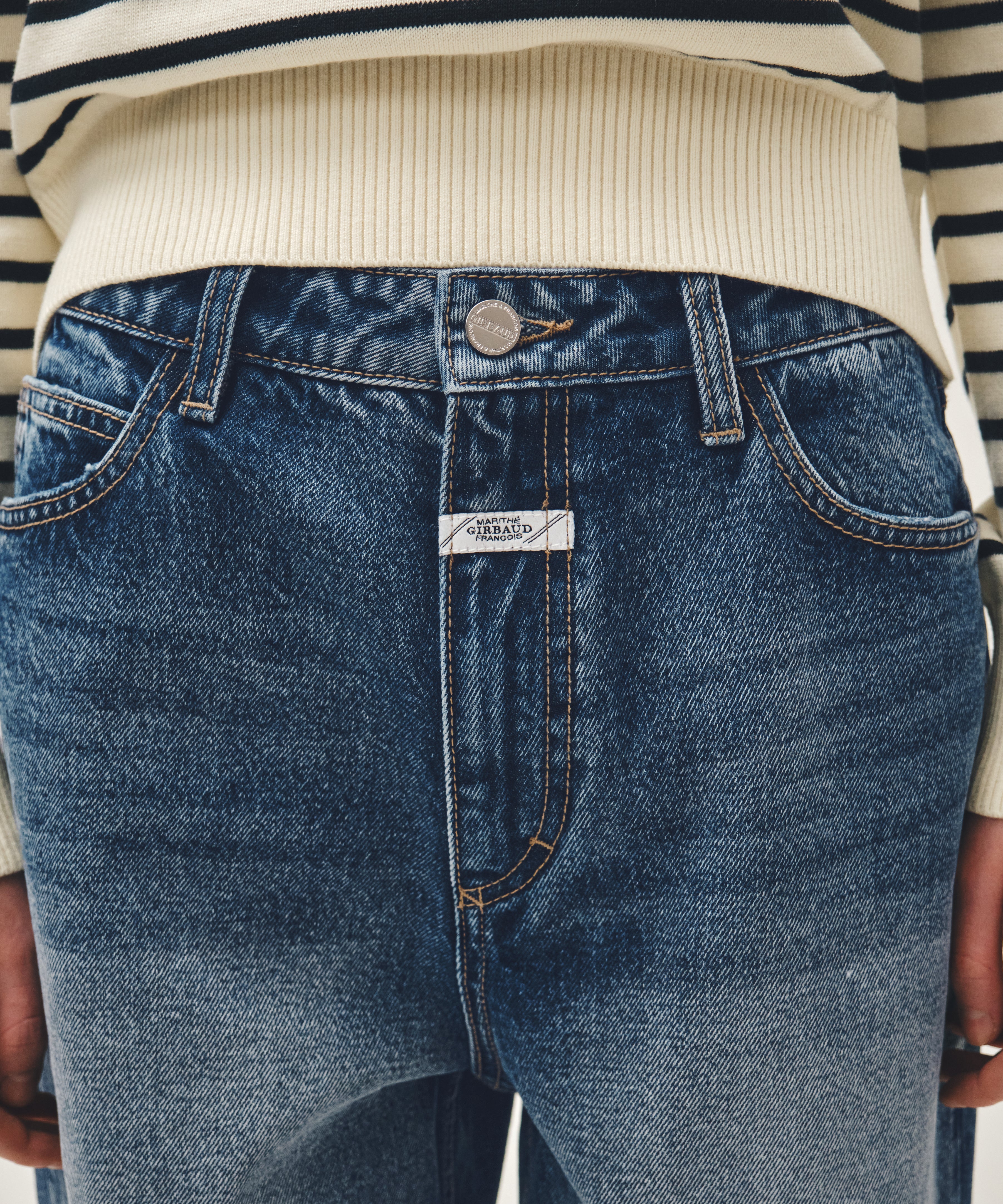 W WIDE FIT VINTAGE WASHED DENIM PANTS