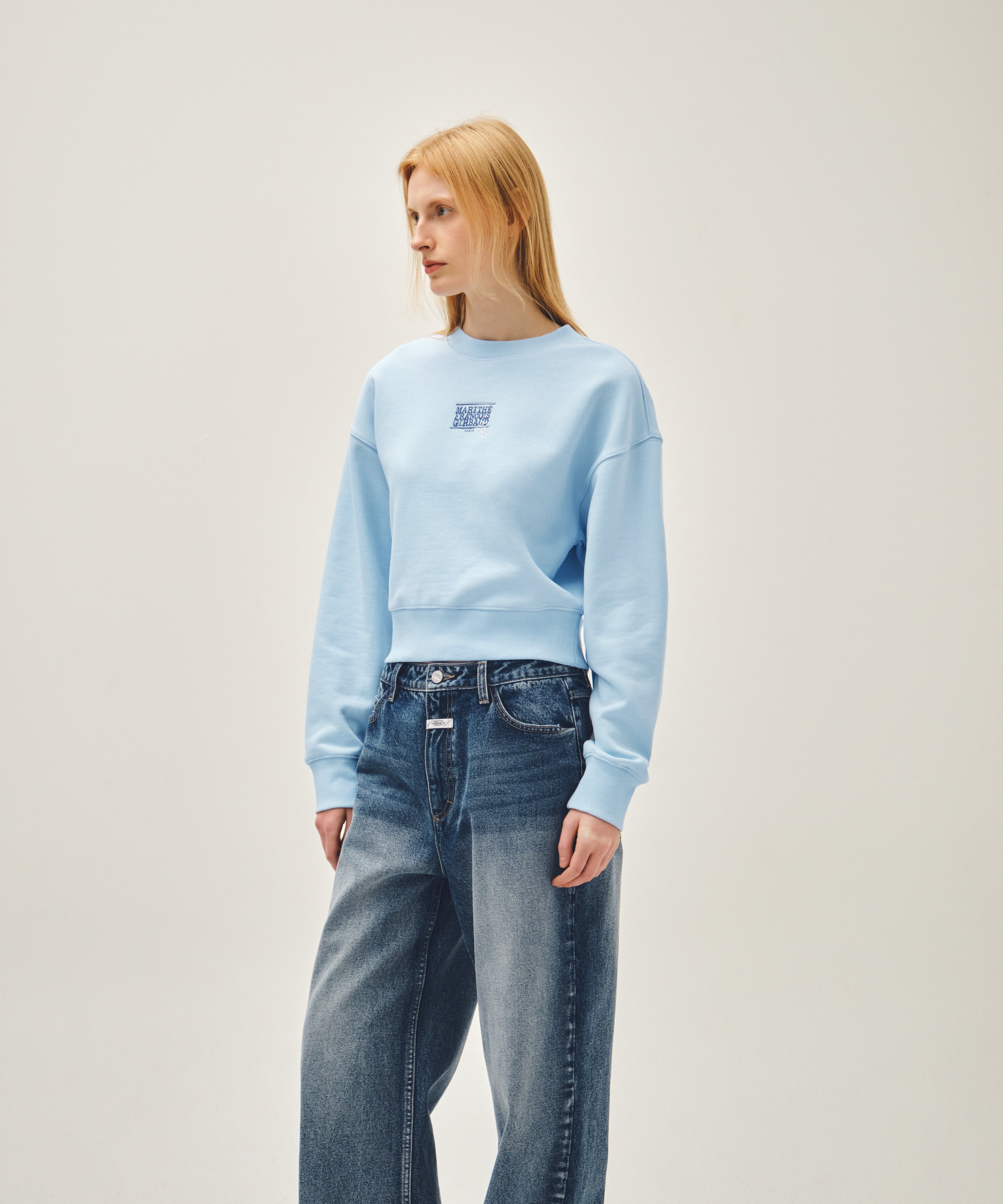 W FLOWER CLASSIC LOGO CROP SWEATSHIRT