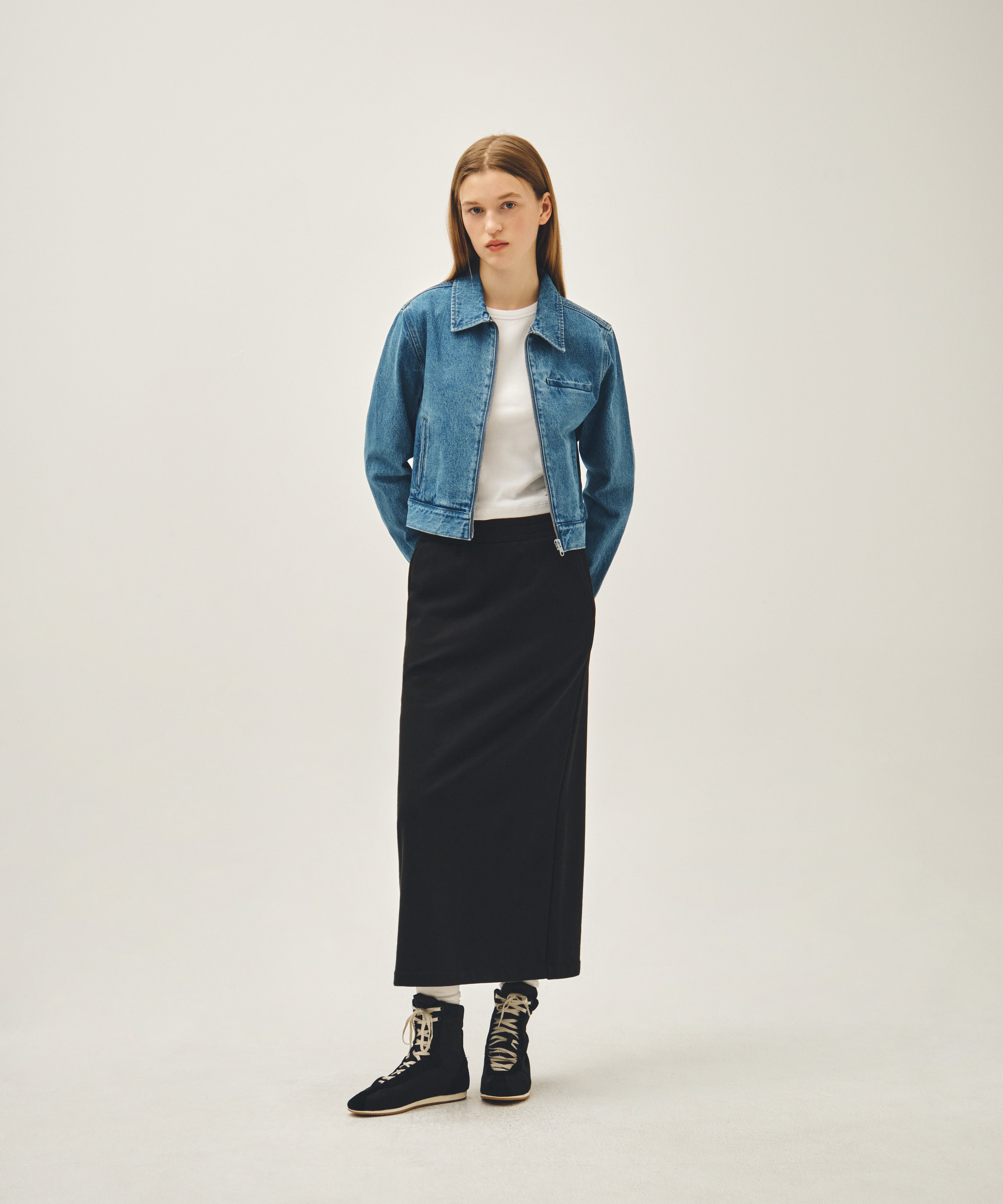 W CROP DENIM BLOUSON JACKET