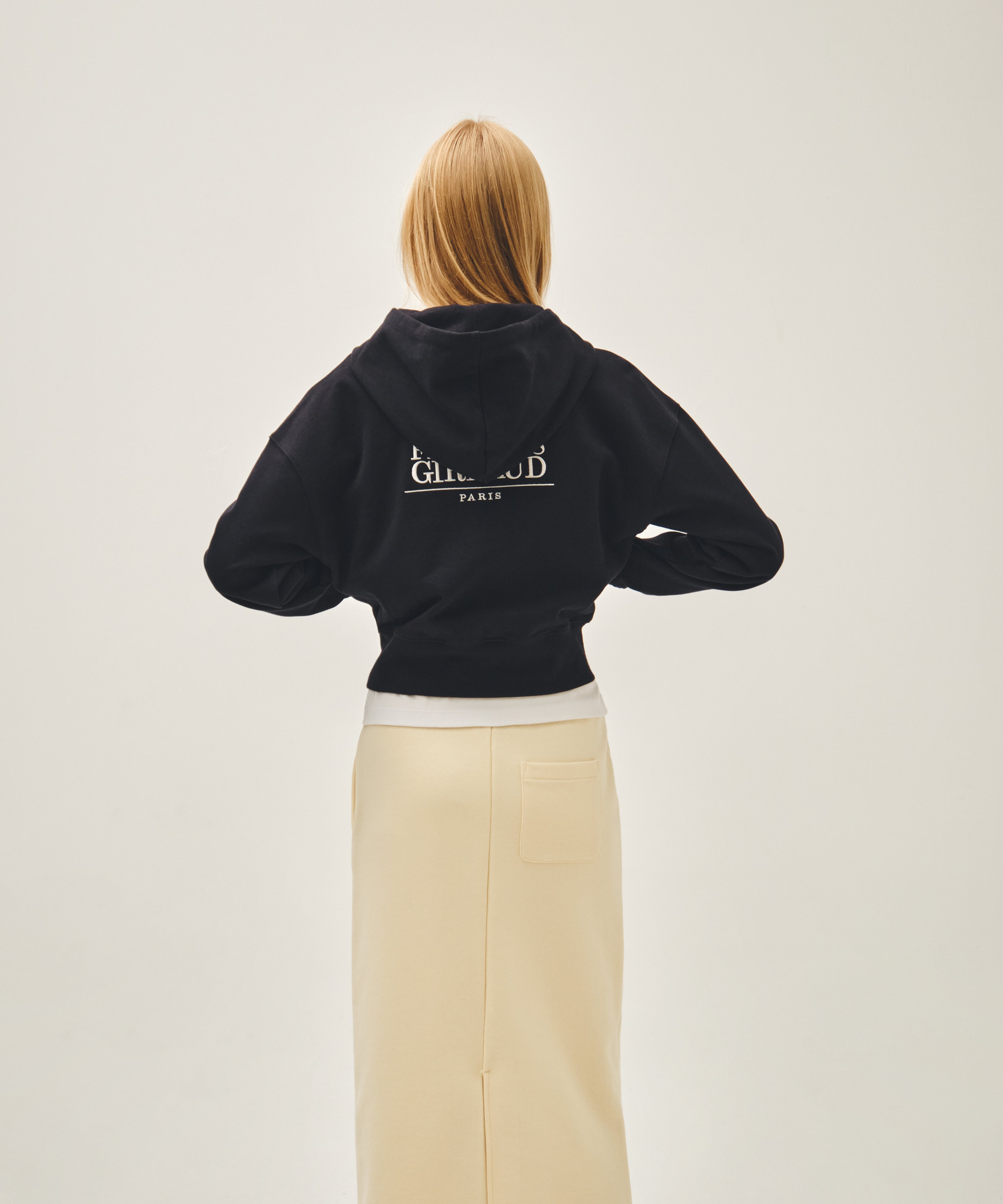 マリモ！ W BACK CLASSIC LOGO CROP HOODIE ZIPUP