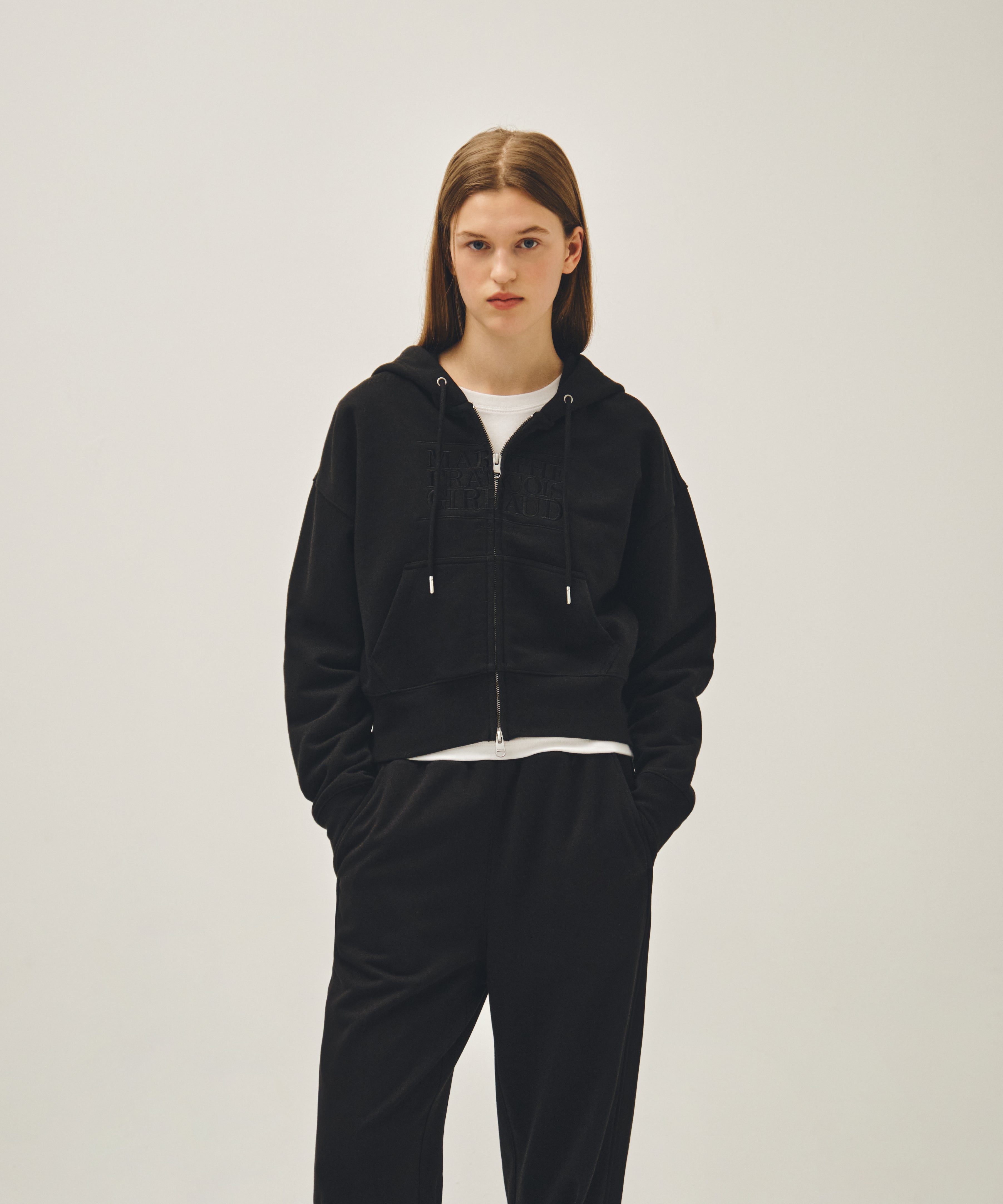 W CLASSIC LOGO CROP HOODIE ZIPUP