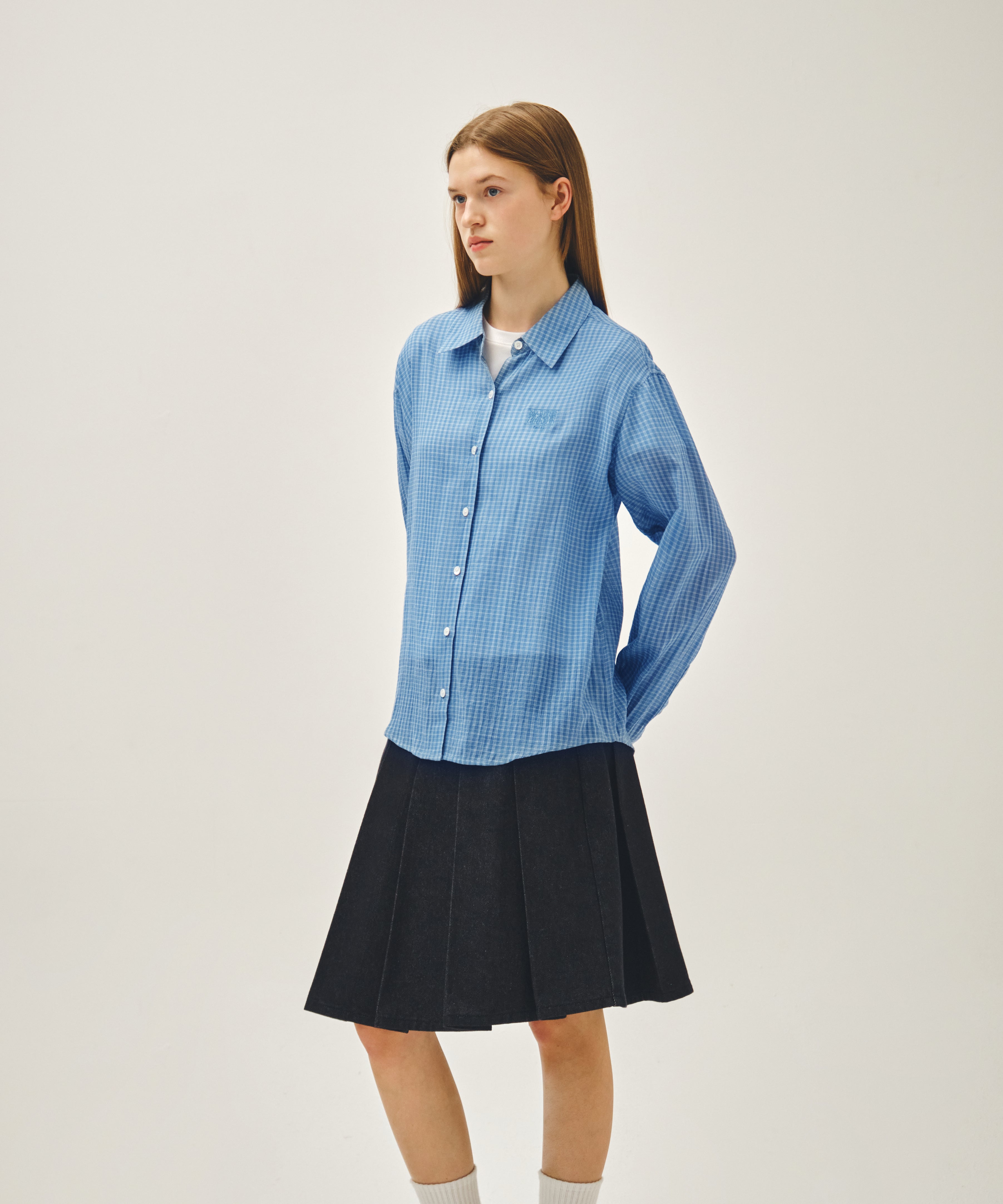 W PATTERN SHEER SHIRT