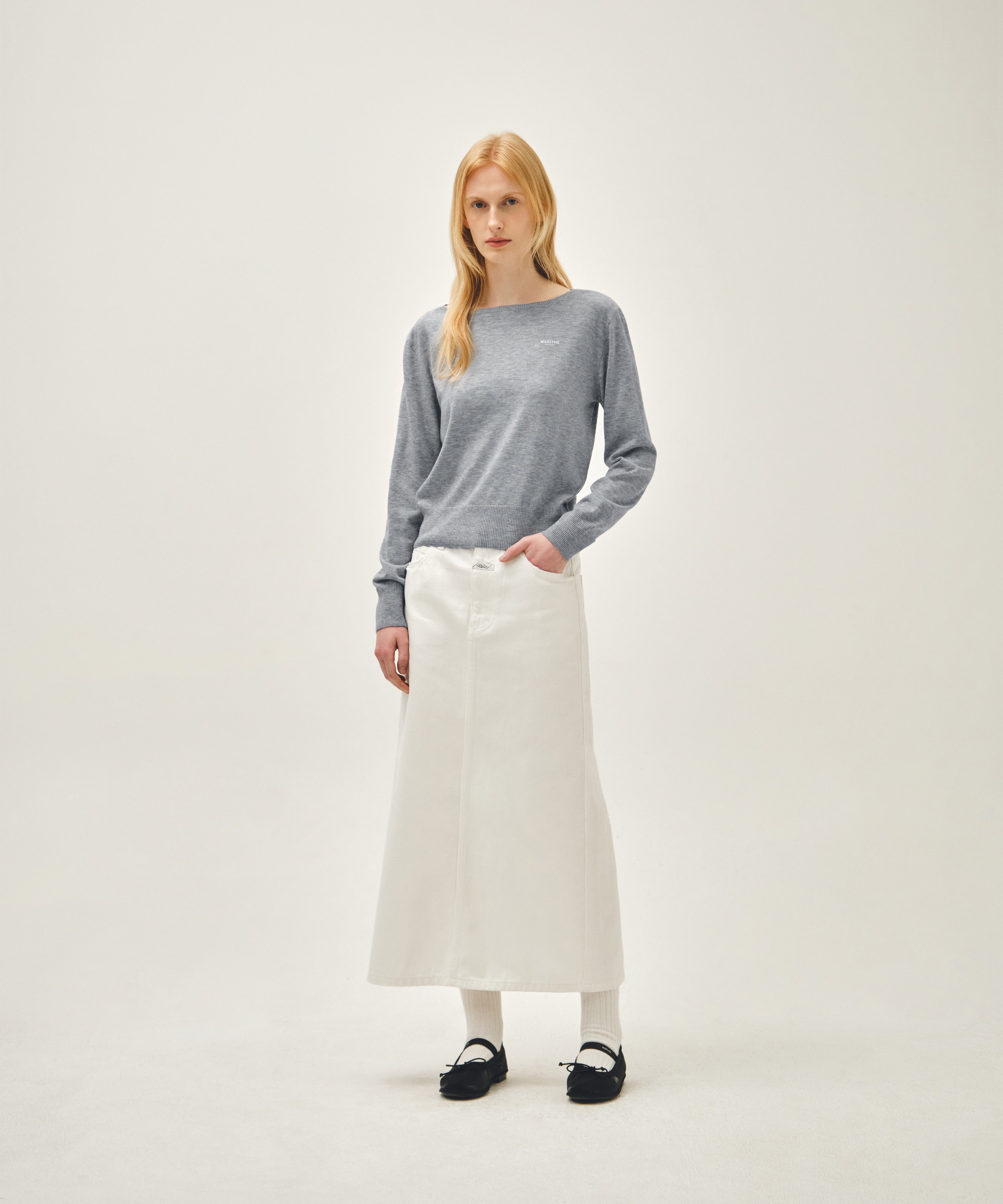 W BOAT NECK KNIT PULLOVER