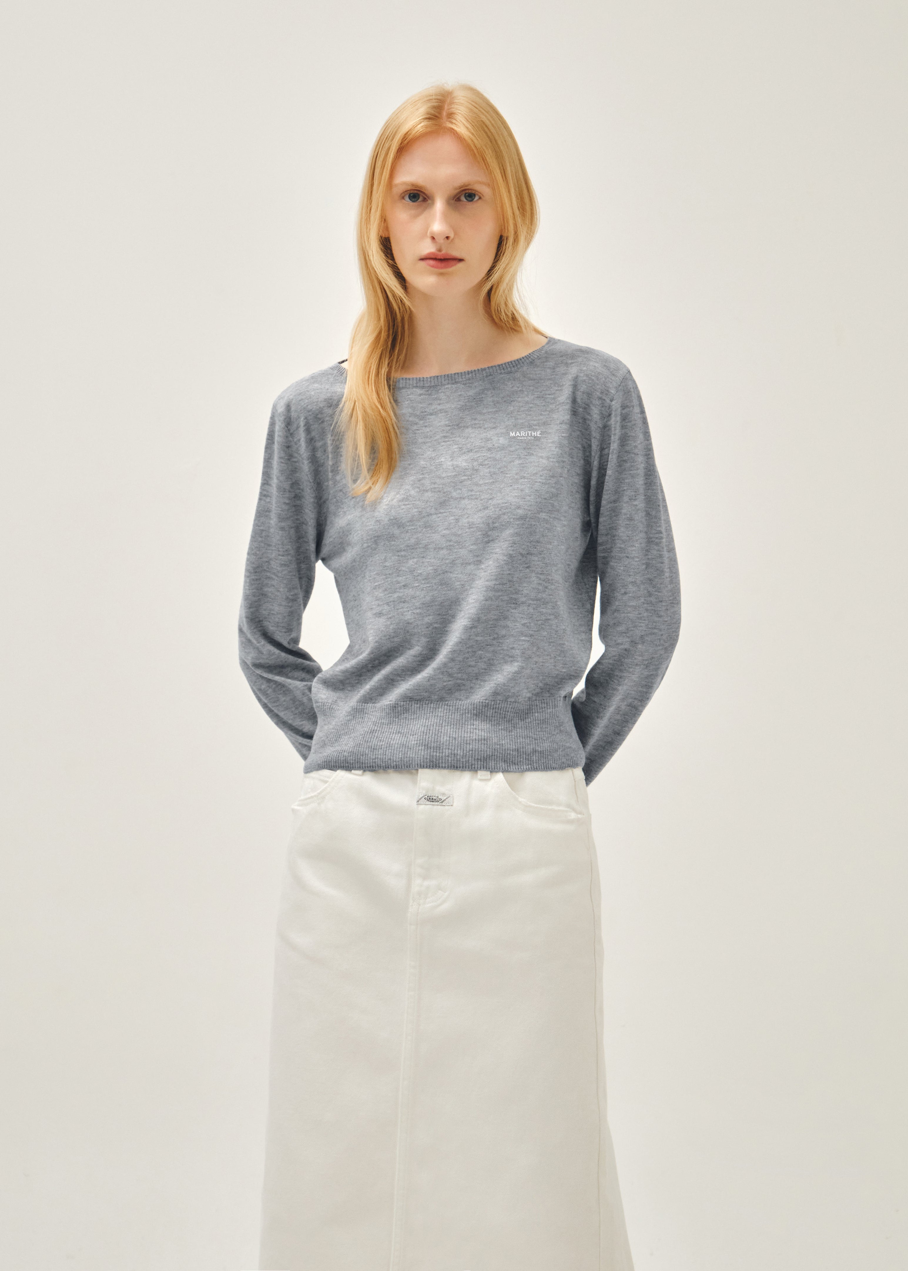 W BOAT NECK KNIT PULLOVER