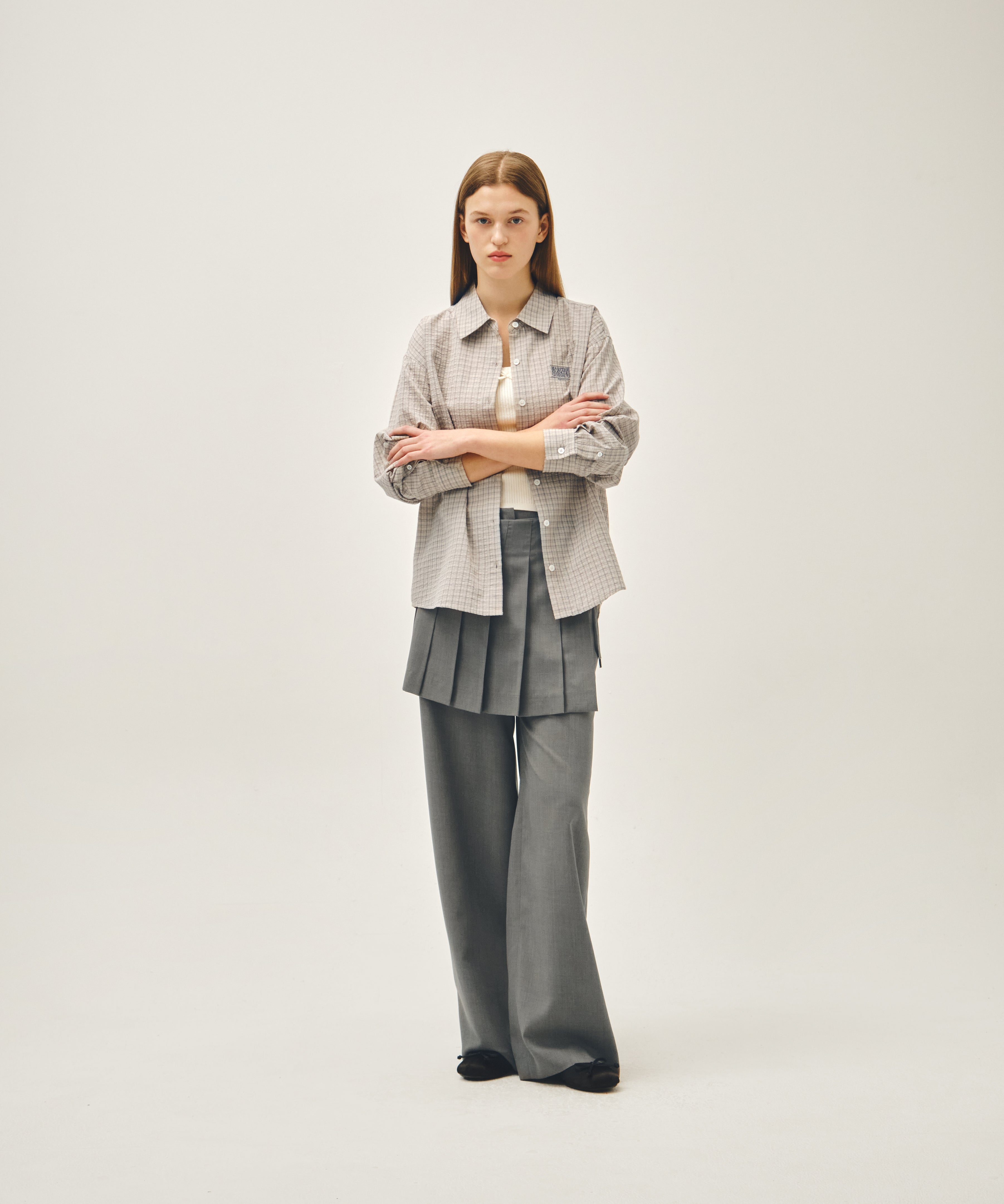 W PATTERN SHEER SHIRT